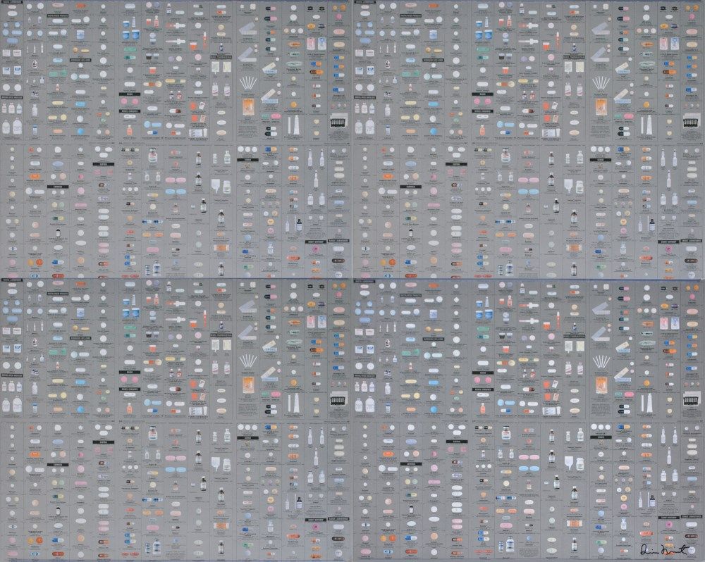 1000x798 Fine Art & Photographs. Lot : DAMIEN HIRST Panel (Silver) (1997) (4 panel) silkscreen and offset lithograph