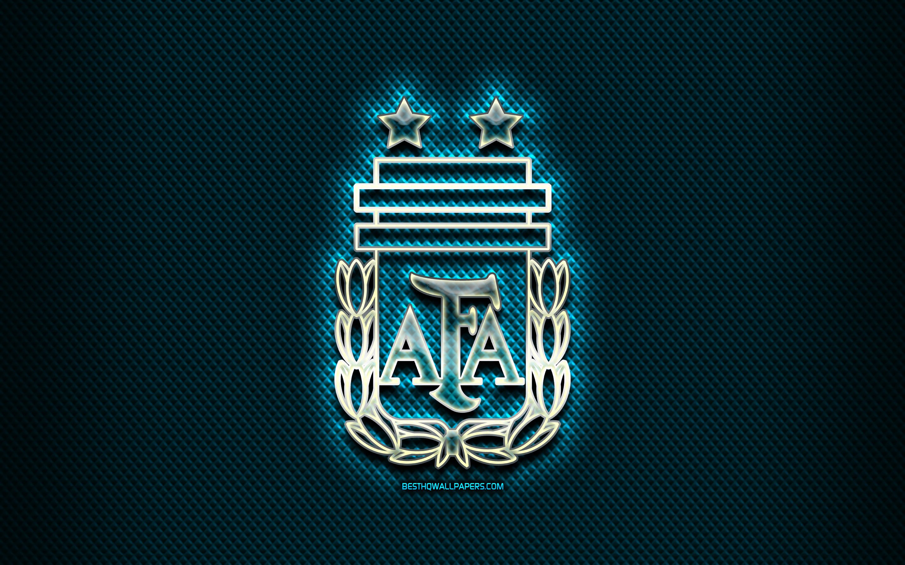 2880x1800 Download wallpaper Argentinean football team, glass logo, South America, Conmebol, blue grunge background, Argentina National Football Team, soccer, AFA logo, football, Argentina for desktop with resolution 2880x1800. High Quality HD picture wallpaper