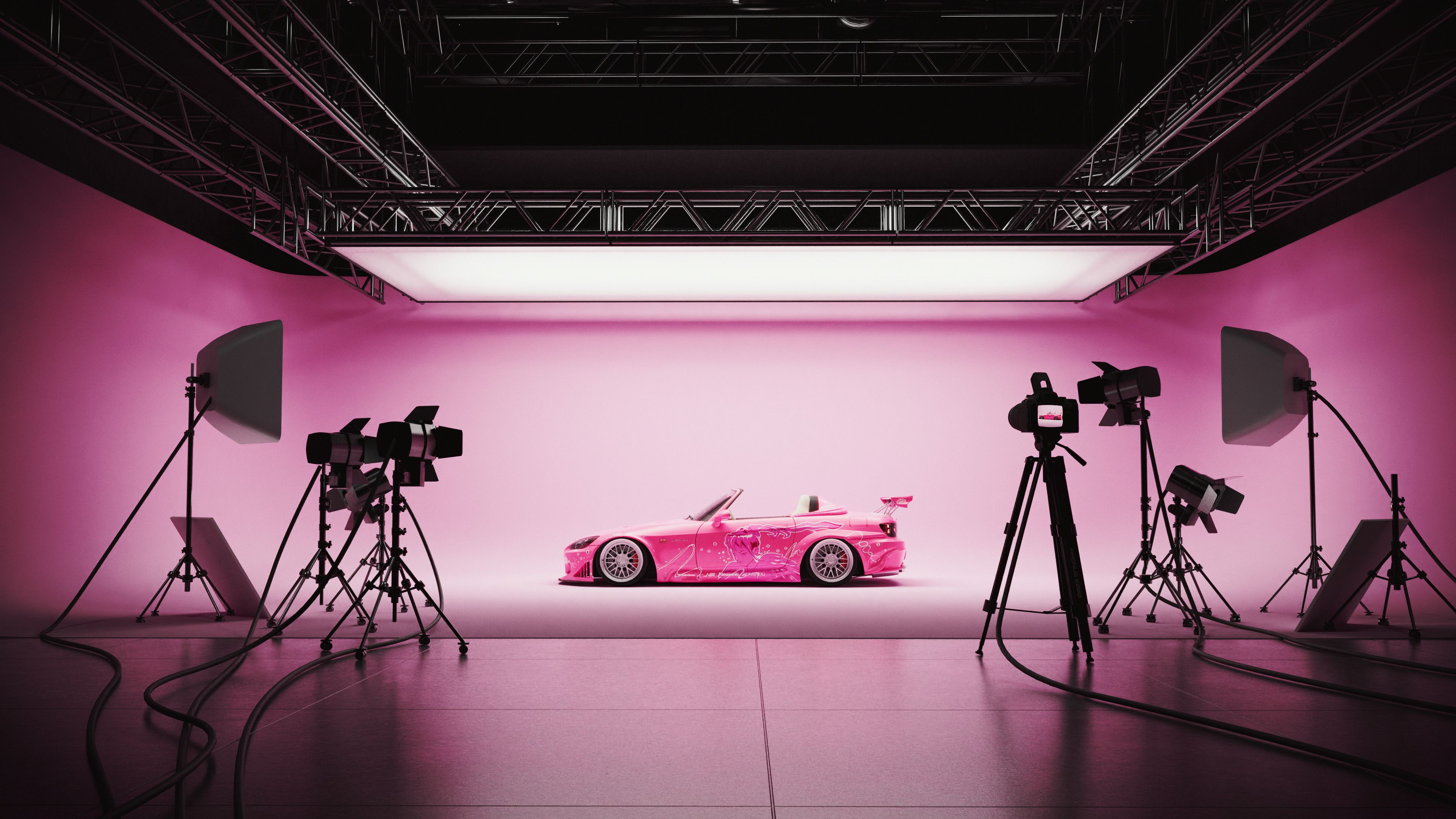 3840x2160 SWiZ CGi Digital Art Artwork Vehicle Car Pink Cars Cabriolet 2 Fast 2 Furious Studio 4K Camera Side Wallpaper:3840x2160