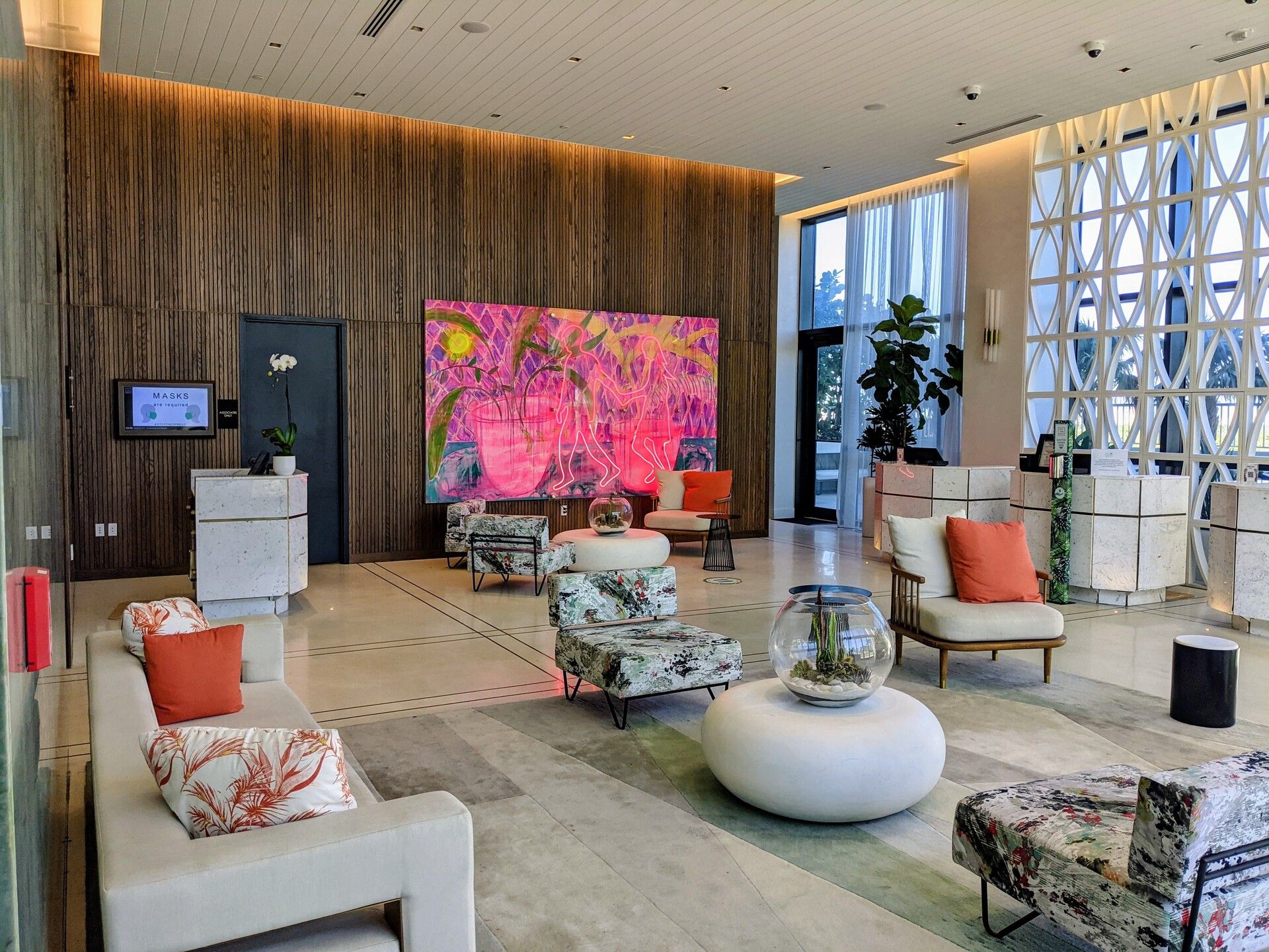 1920x1440 Hotel Lobby Design. Dalmar Hotel. Surfacing Solutions. Wood Accent Wall