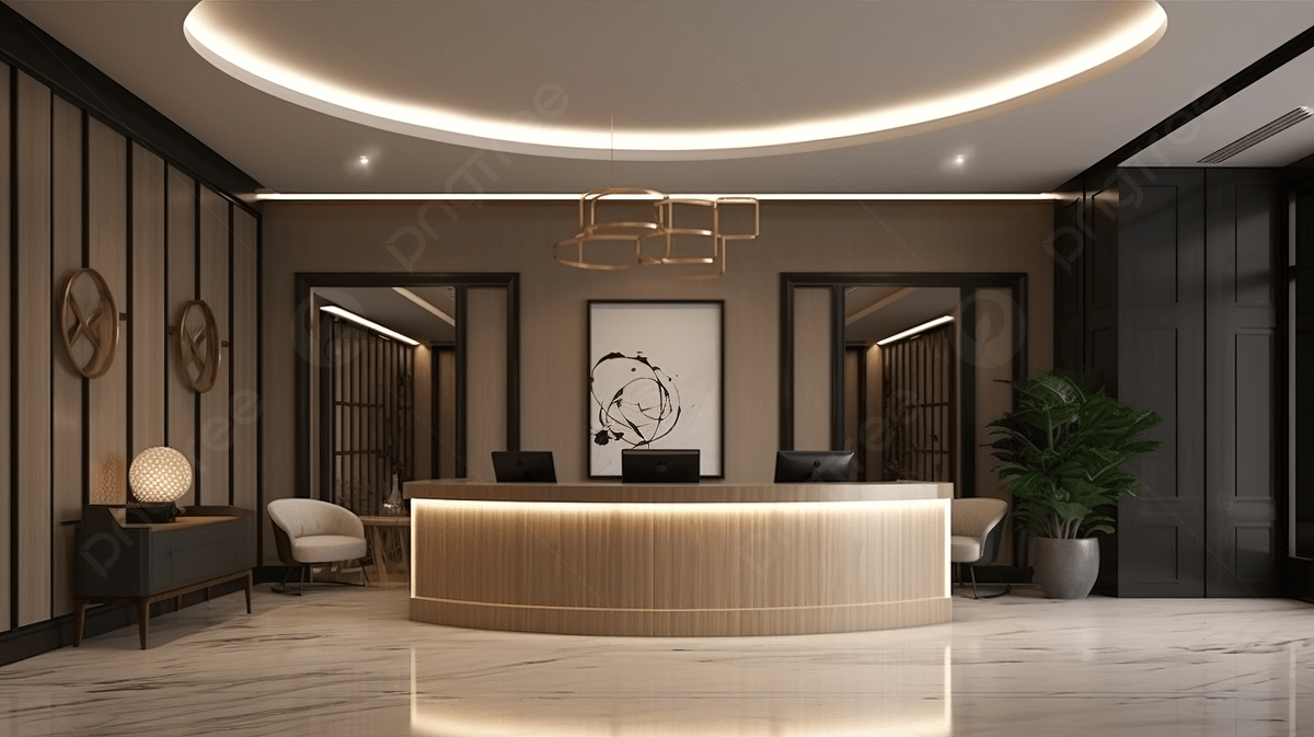 1200x673 Modern Luxury Hotel Reception And Lounge Office In Stunning 3D Render Background, Hotel Lobby, Office Lobby, Lobby Background Image And Wallpaper for Free Download