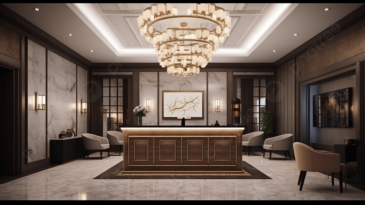 1200x673 Hotel Lobby With Chandeliers And Tables Background, 3D Rendering Luxury Hotel Reception And Lounge Restaurant, HD Photography Photo Background Image And Wallpaper for Free Download