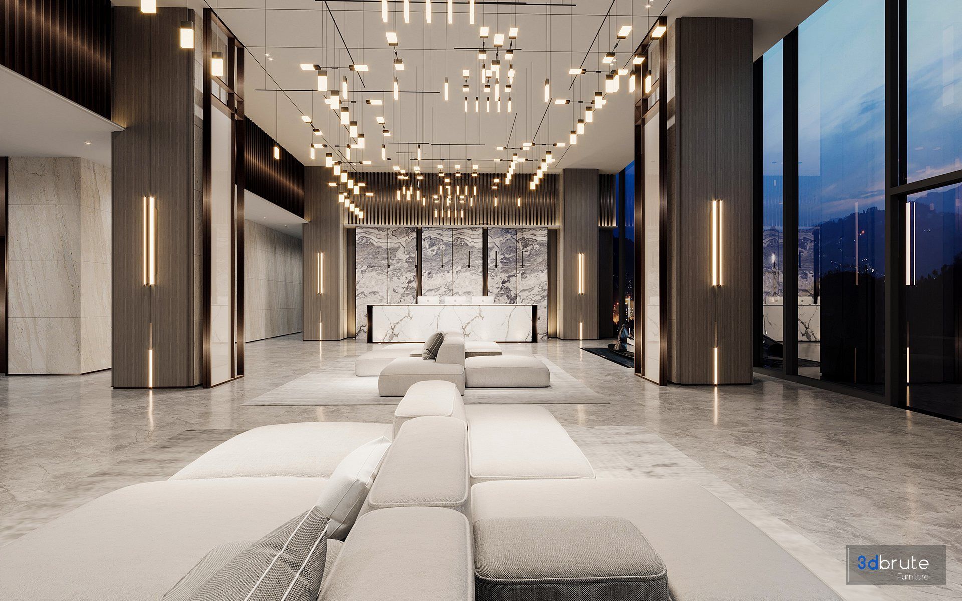 1920x1200 Hotel lobby 3D model Buy Download 3Dbrute