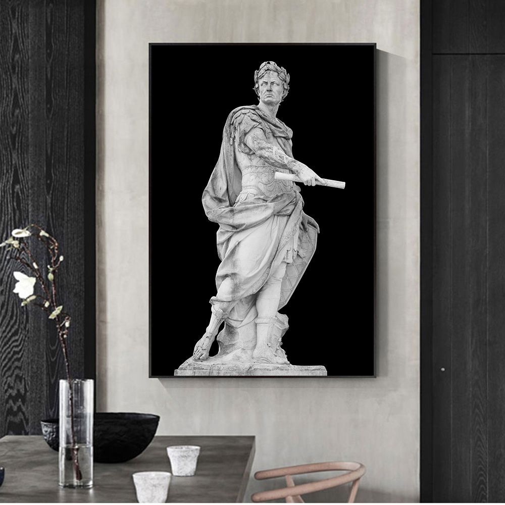 1000x1000 Black And White Roman Emperor Julius Sculpture Caesar Statue Poster Canvas Painting Wall Art Picture For Living Room Decoration & Calligraphy