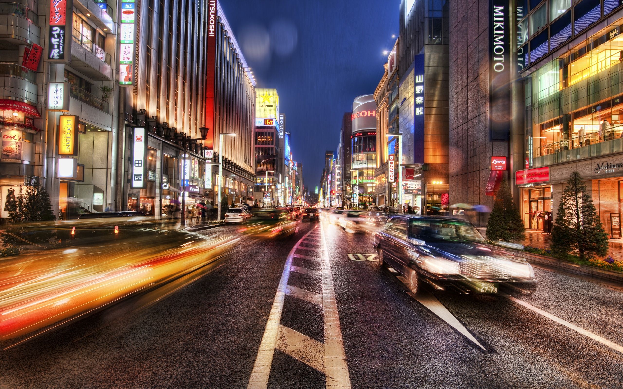 2560x1600 Night street Ginza Japan Desktop wallpaper 2560x1600