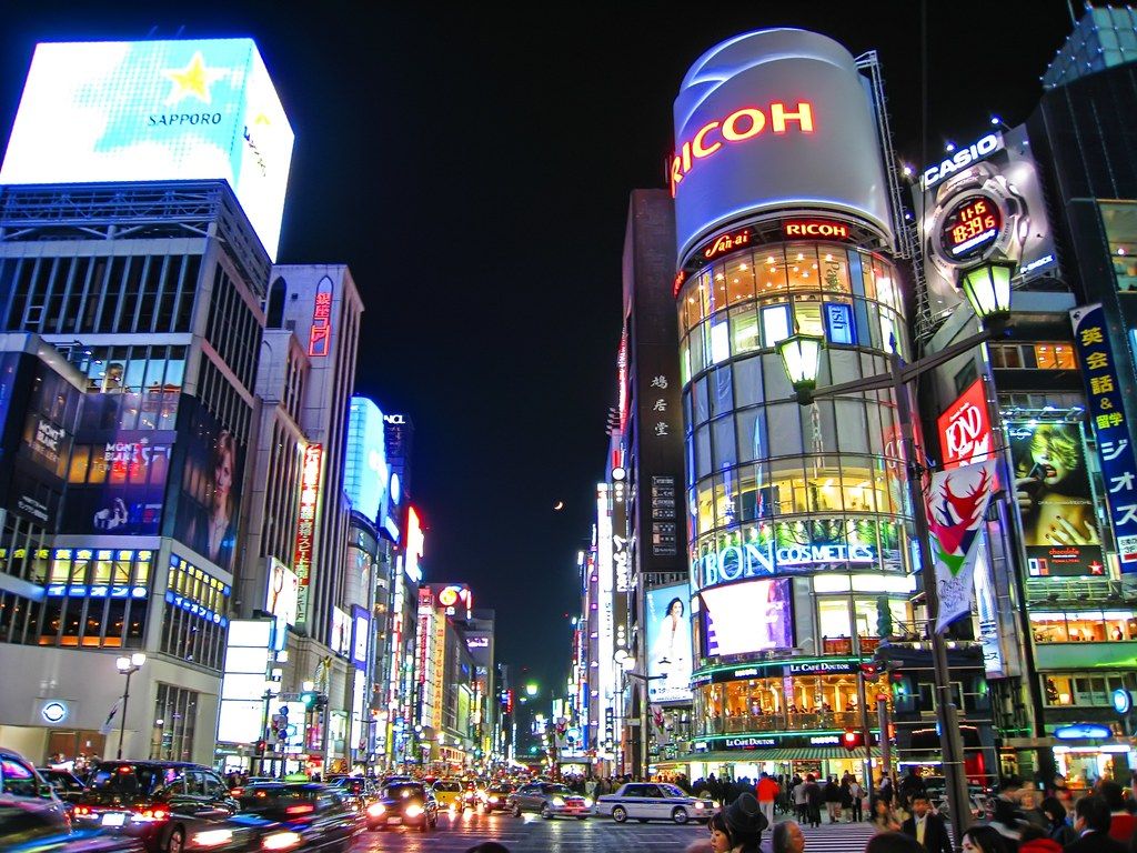 1024x768 Ginza Crossing. Bonenkai (year end) parties started last we