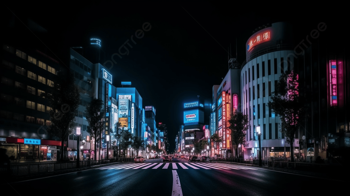 1200x673 Night Shot Of The Street In Tokyo Background, City Neon Street Downtown Area Tokyo Ginza Night View Sukiyabashi Crossing Wide, HD Photography Photo Background Image And Wallpaper for Free Download