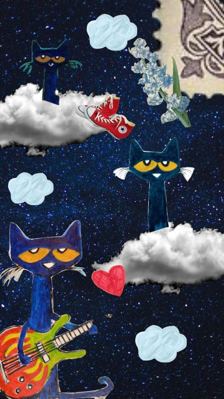 736x1308 Check out Charlieheatonlover's Shuffles. Pete the cat, Cat wallpaper, Blue wallpaper