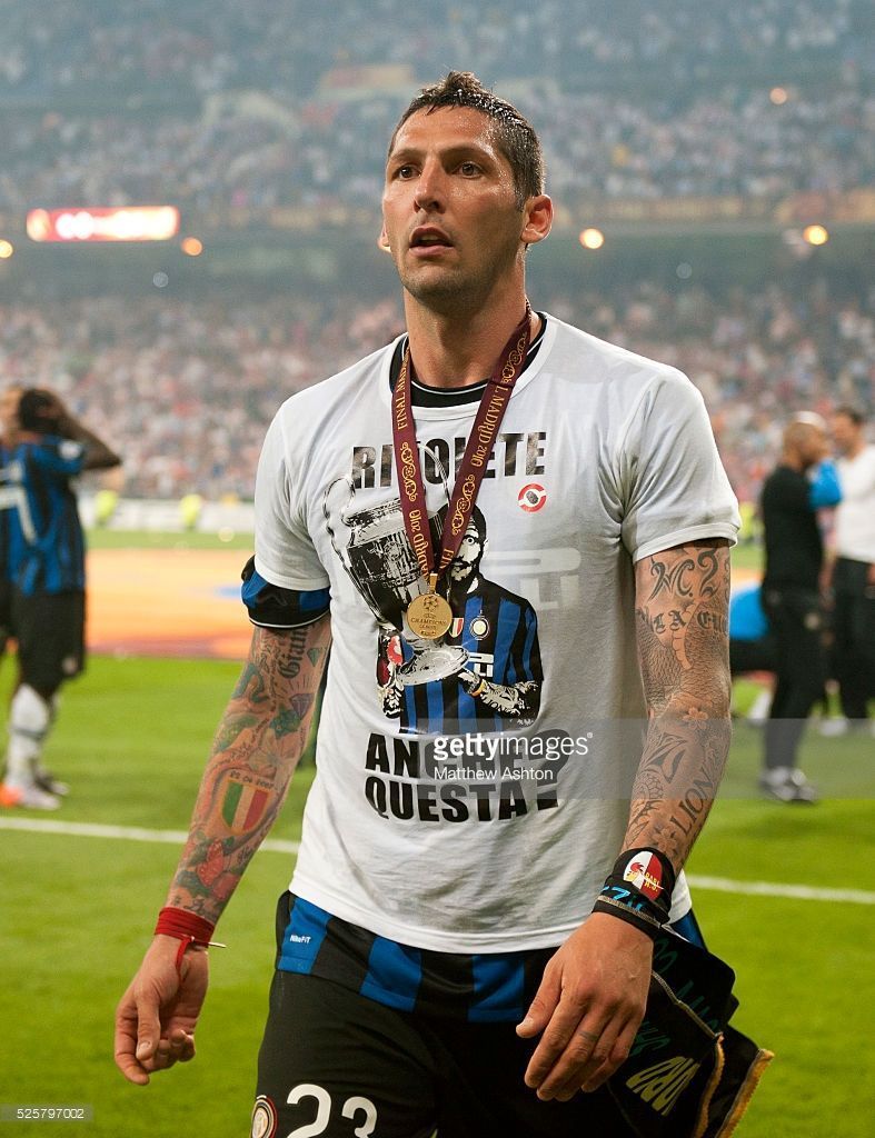 787x1024 Marco Materazzi Of Inter Milan Wearing A T Shirt And A Winners UEFA. Marco Materazzi, Inter Milan, European Football