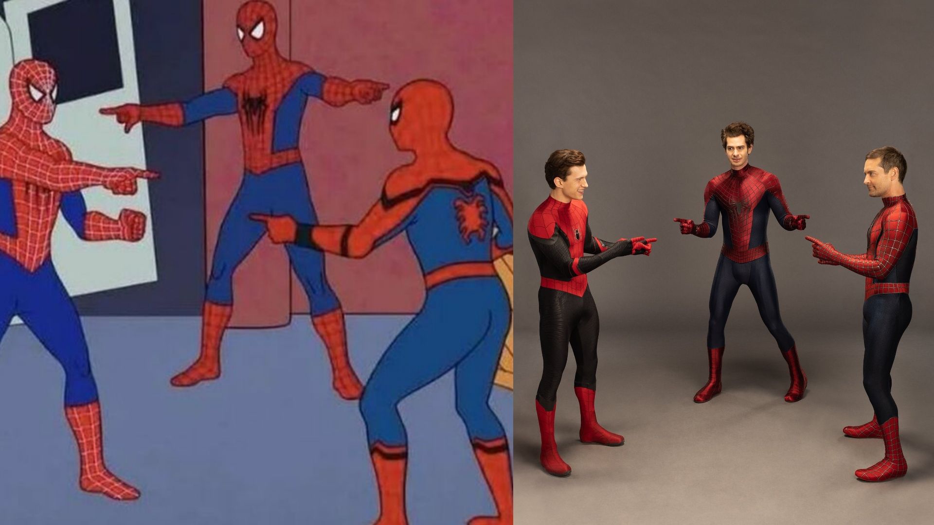 1920x1080 Viral Classic Spiderman Meme Re Created By Tom Holland, Tobey Maguire And Andrew Garfield