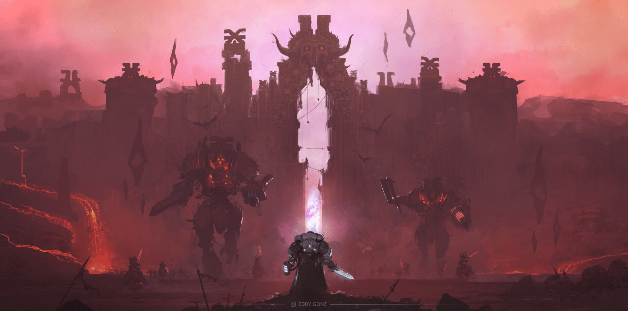 2178x1080 Warhammer 40 000 Warhammer Warhammer 30 000 Red Black Chaos Deamons Demon Warp Chaos Space Marine Gr Wallpaper:2178x1080