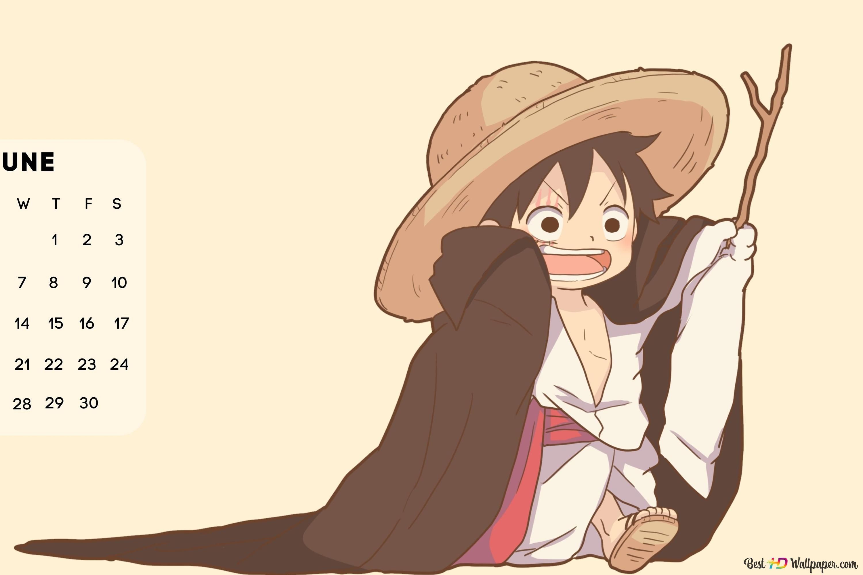 3000x2000 One Piece Monkey D. Luffy, June 2023 Anime Calendar 4K wallpaper download