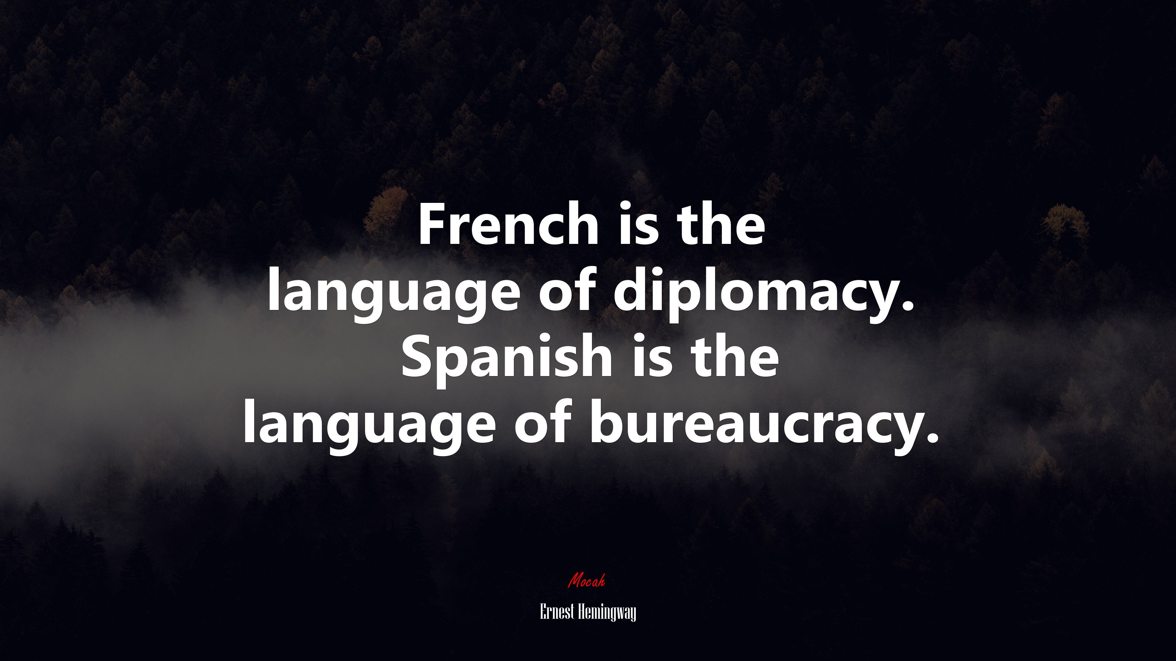 3840x2160 French is the language of diplomacy. Spanish is the language of bureaucracy. Ernest Hemingway quote Gallery HD Wallpaper
