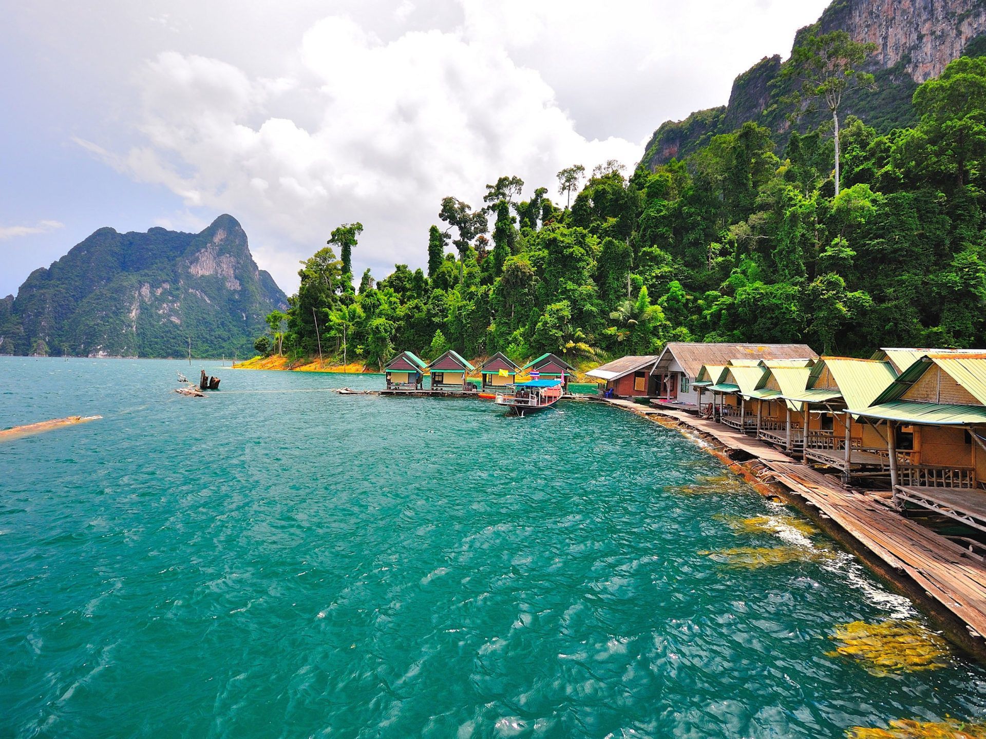 1920x1440 Khao Sok National Park Cheow Larn Lake Thailand Dense Jungle House On The River Of Species Flower Bird Animals Ubava Desctop HD Wallpaper 3000x1875 :