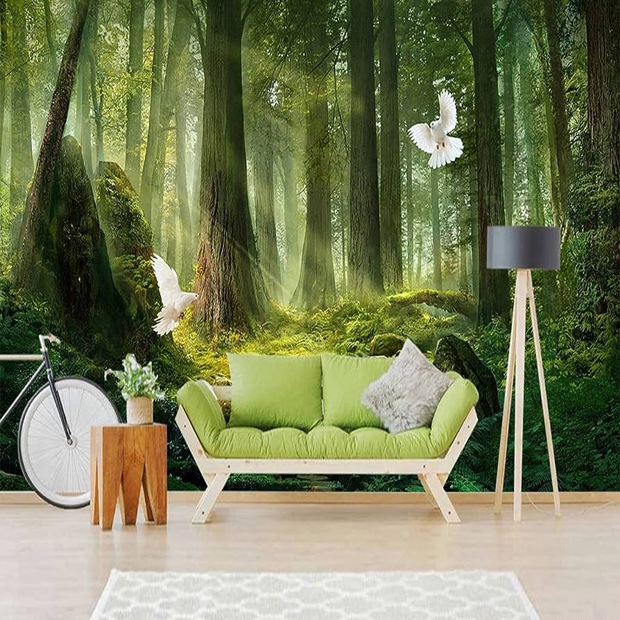894x894 Retro Primeval Jungle Stream Wallpaper 3D Wall Murals, Flying White Dove Large Mural Wallpaper Indoor Background Wall Decoration, Suitable for Living Room and Bedroom, 169.3W x118.2 H : Tools & Home Improvement