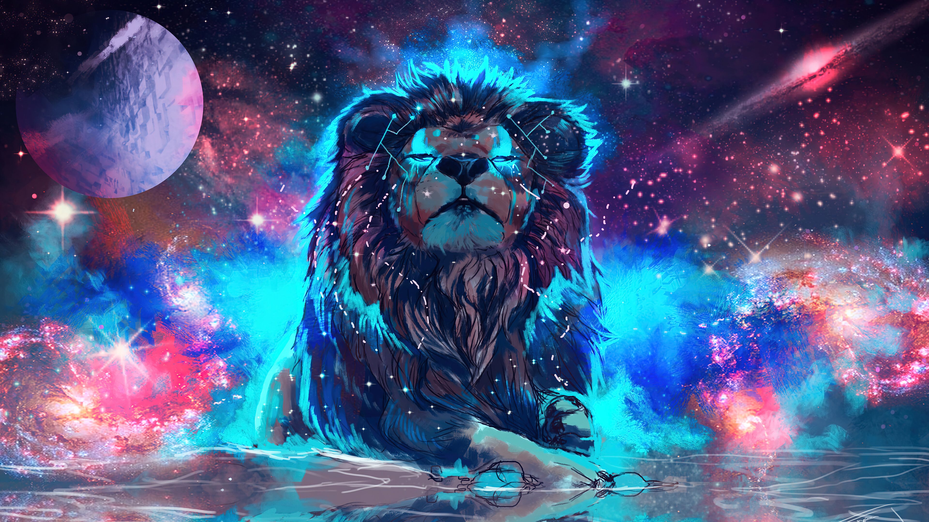 3840x2160 Lion Art 4K Wallpaper