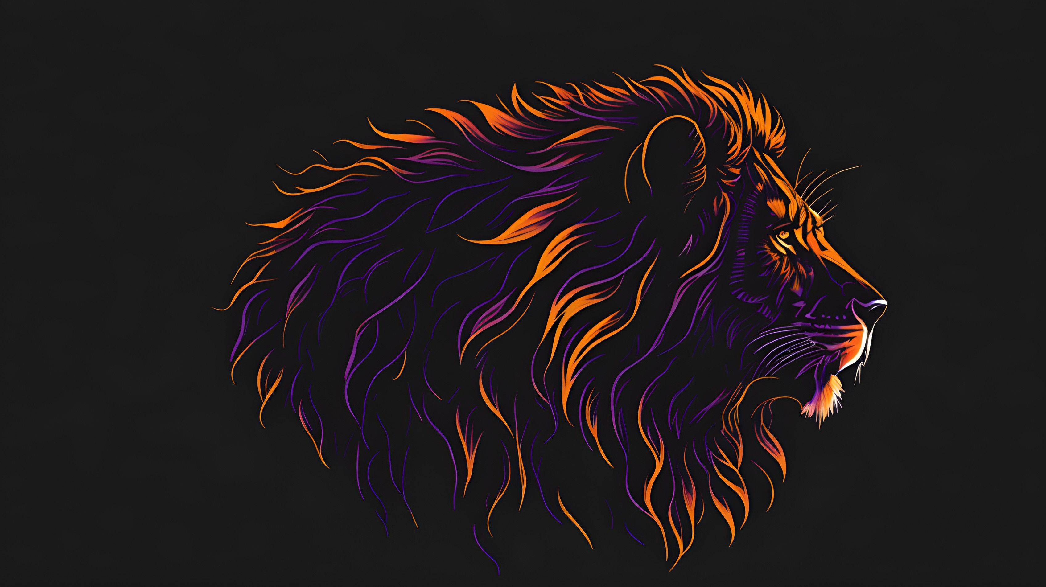 3392x1904 Silhouette design of a lion vector image