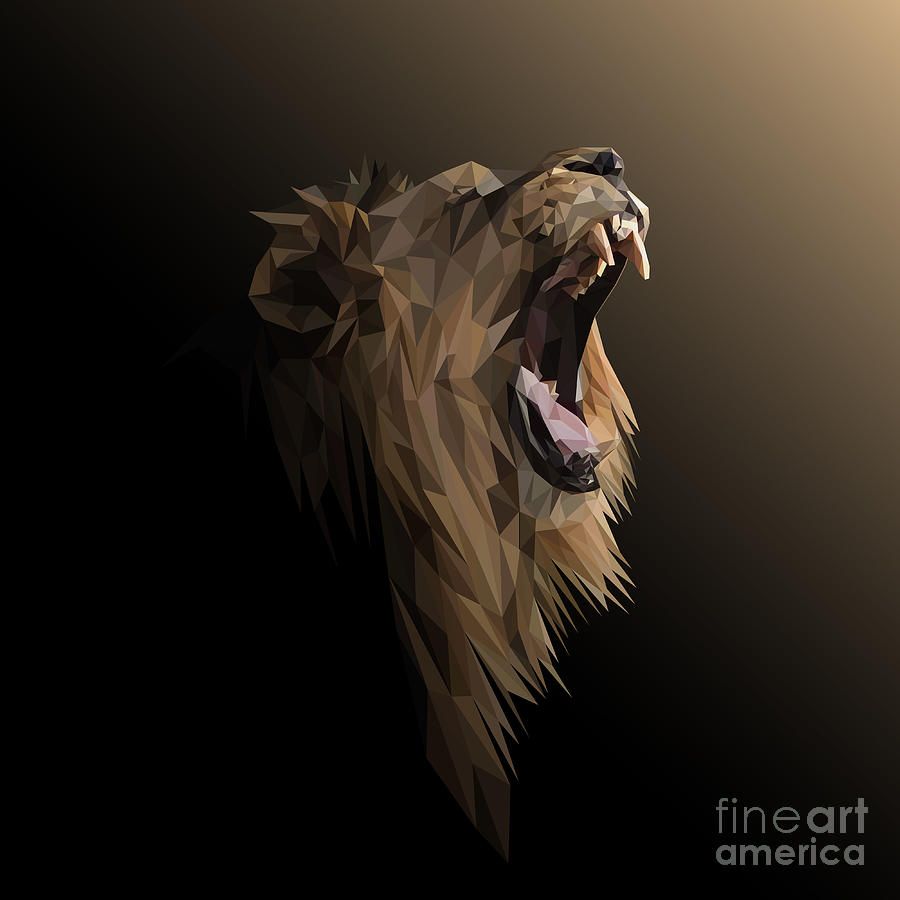 900x900 Lion Low Poly Design. Triangle Vector