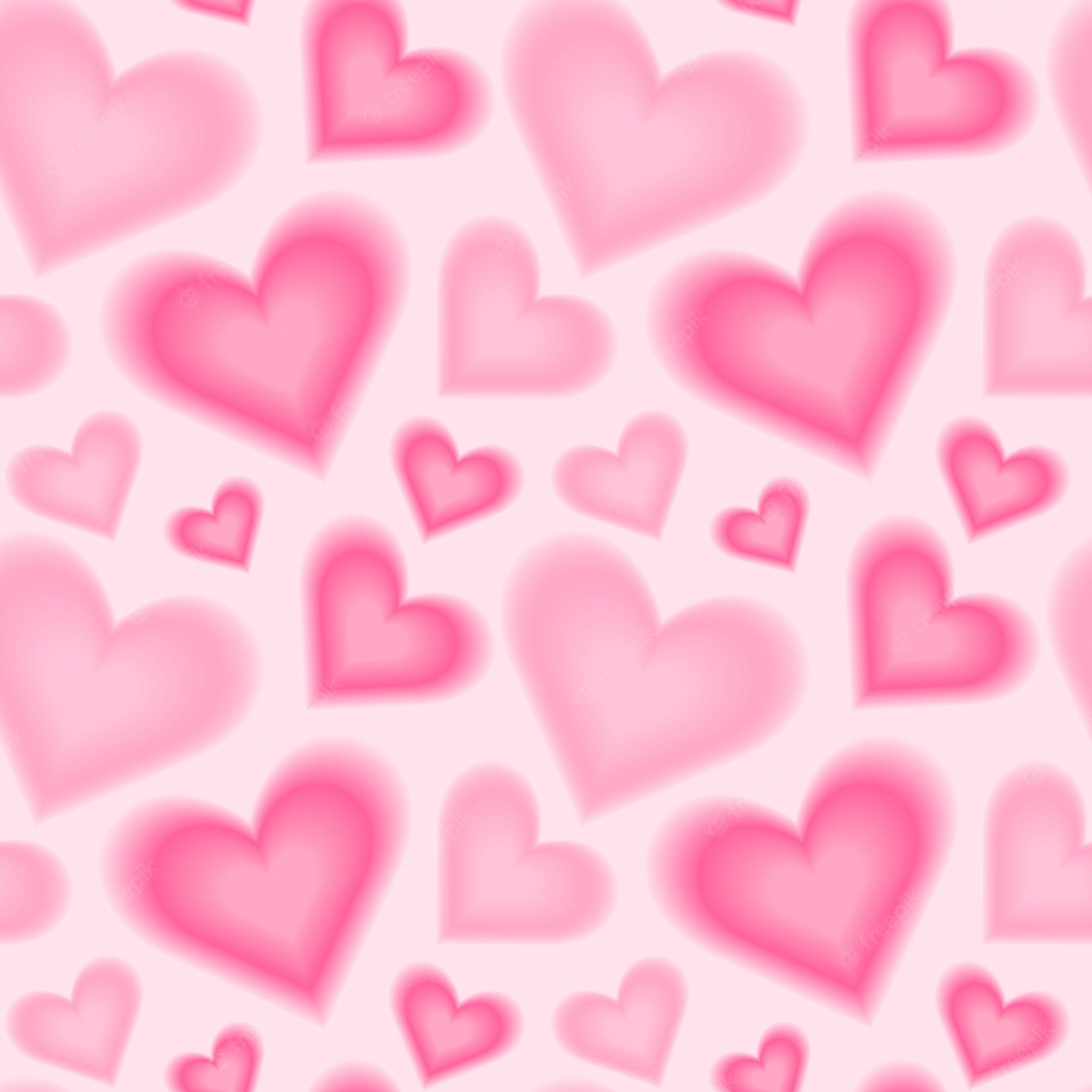 2000x2000 Premium Vector. Trendy seamless pattern with y2k pink blurred gradient hearts pastel color background