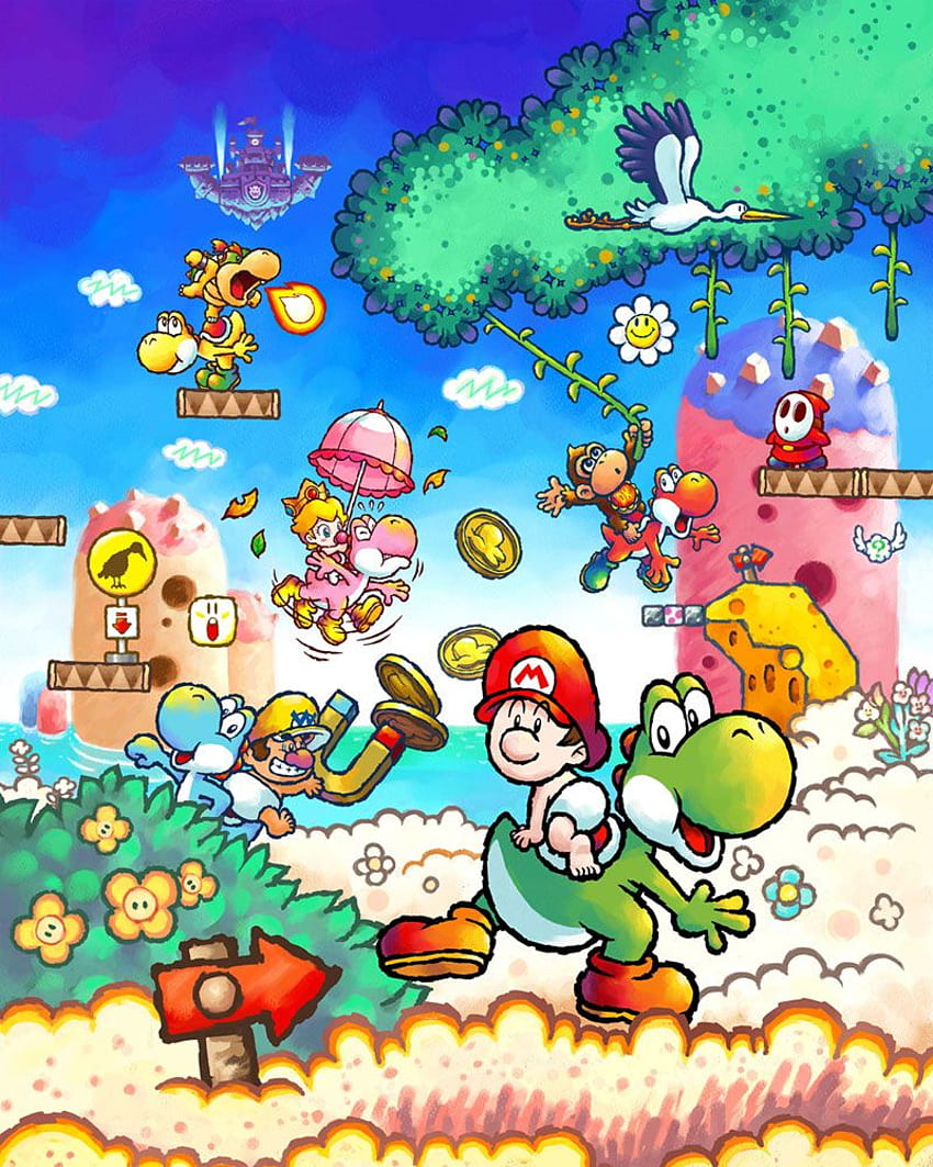 850x1063 Promotional Illustration & Art's Island DS. Super mario art, Yoshi, Mario art, Yoshi Story HD phone wallpaper