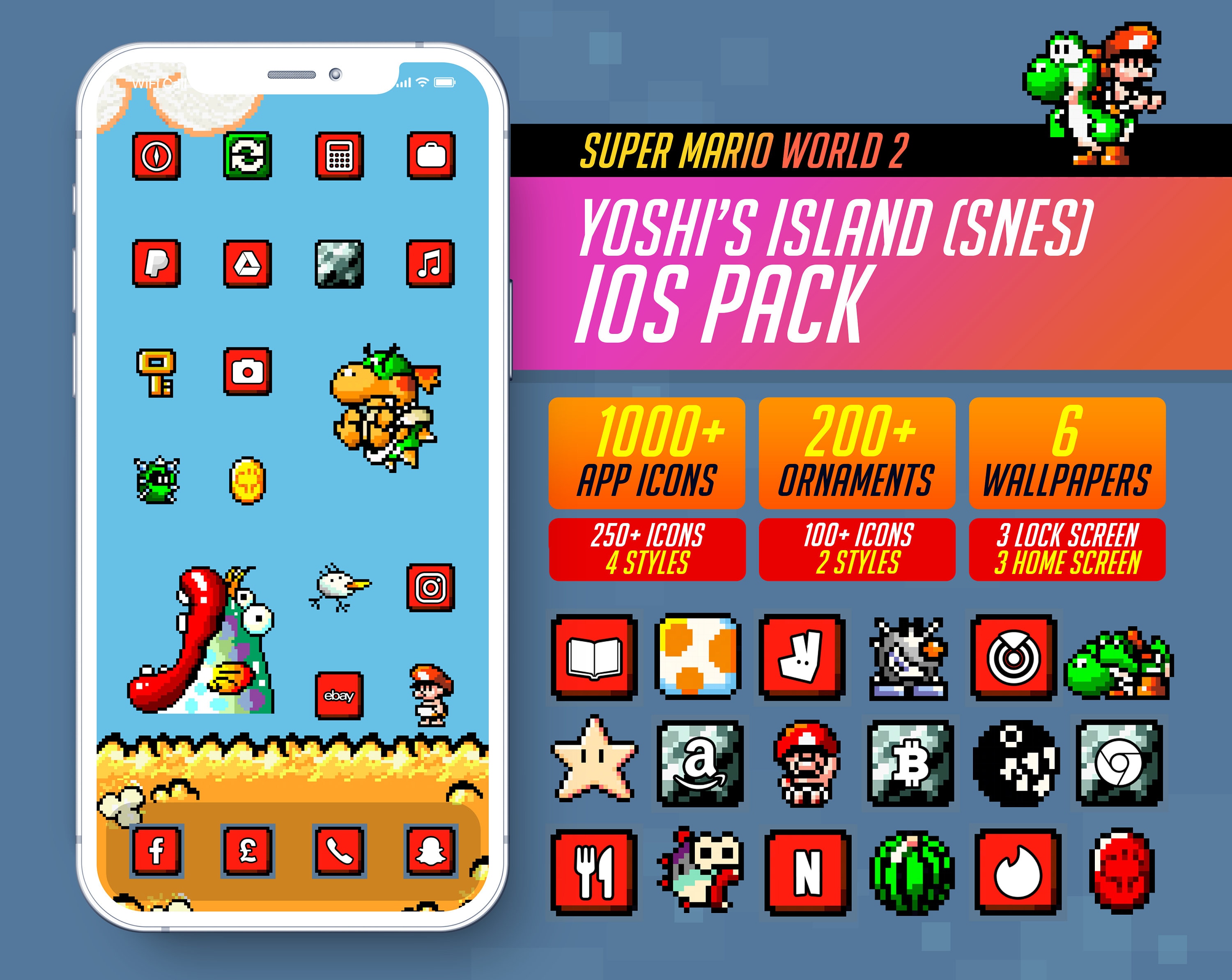 3000x2387 Super Mario World 2: Yoshi's Island Custom Ios Theme Pack