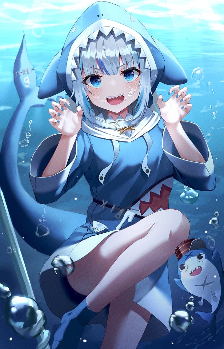 728x1135 HD wallpaper: anime, anime girls, Virtual Youtuber, Hololive, Gawr Gura, Kerno