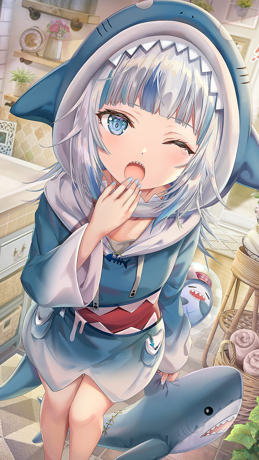 850x1511 Gawr Gura [Virtual Youtuber], gura phone HD phone wallpaper