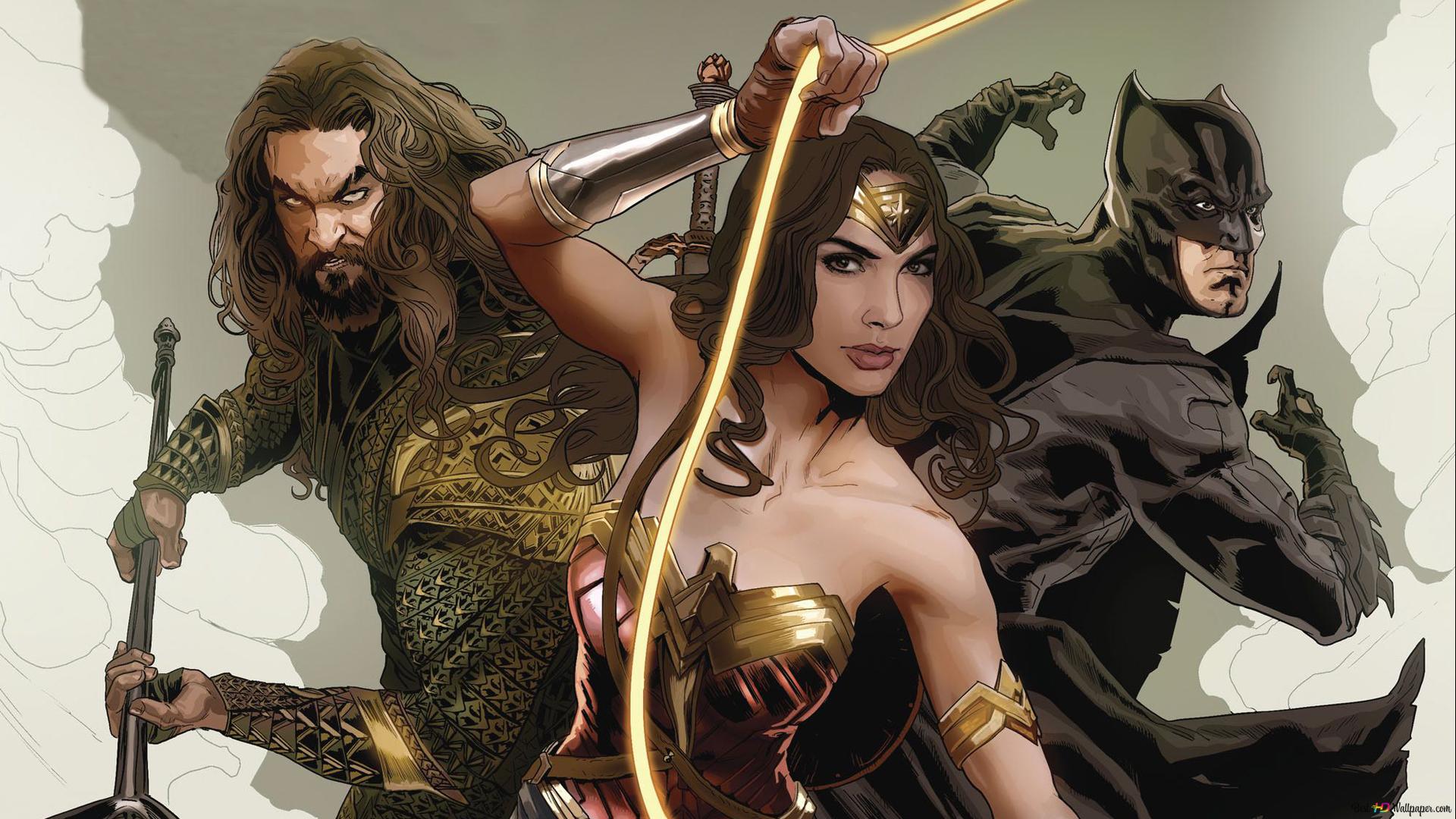 1920x1080 Aquaman Batman And Wonder Woman In Cover Page HD wallpaper download