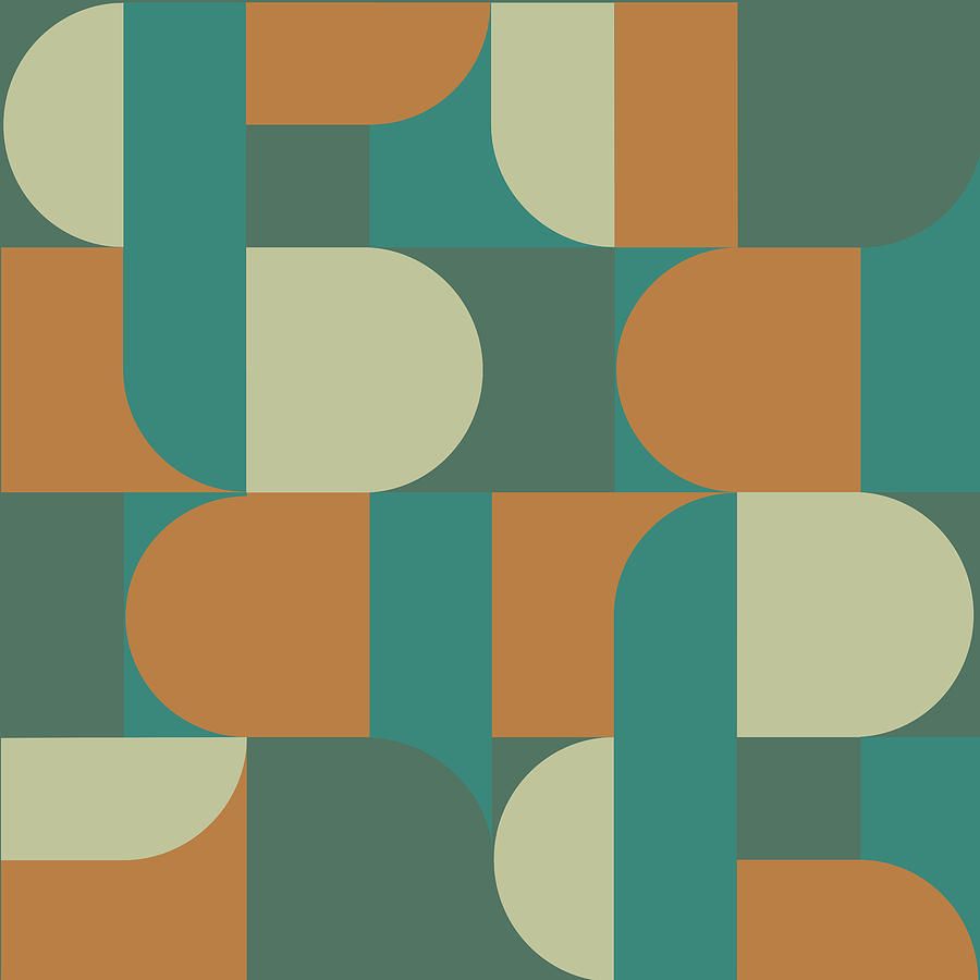 900x900 Abstract geometric color blocking art. mid century Contemporary Color Block art.Modern Abstract art Digital Art