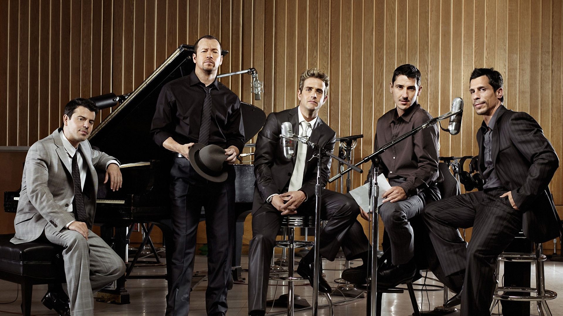 1920x1080 Download Wallpaper 1920x1080 new kids on the block, instruments, suits, ties, look Full HD 1080p HD Background