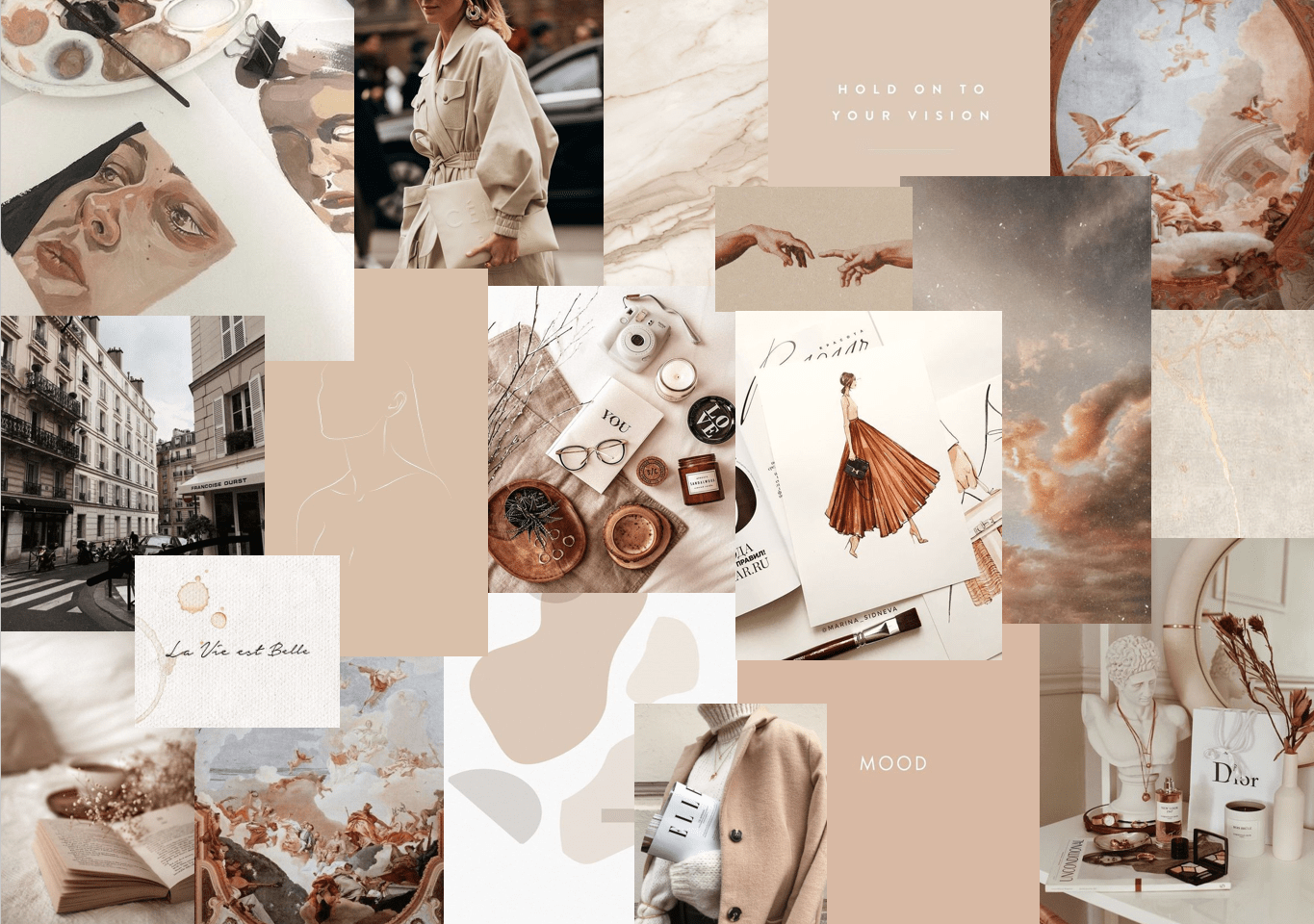 1365x960 Beige Aesthetic Collage Laptop Wallpaper. Aesthetic desktop wallpaper, Laptop wallpaper, Aesthetic collage