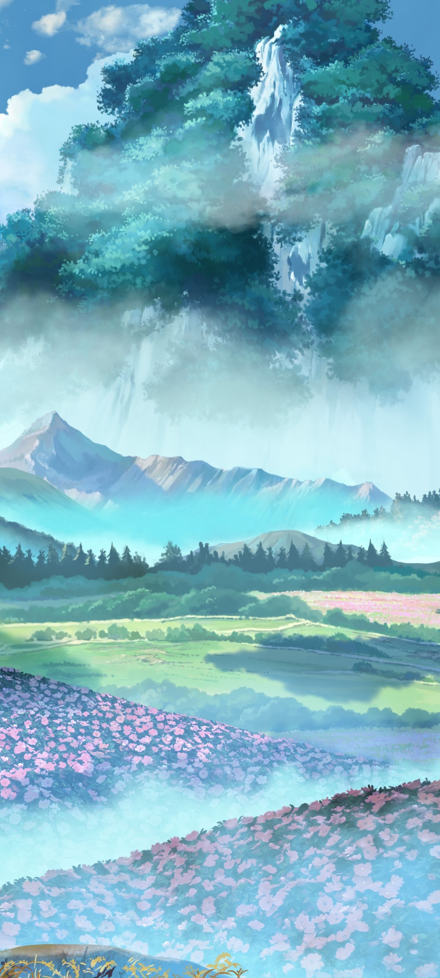 1440x3200 Anime Landscape Phone Wallpaper