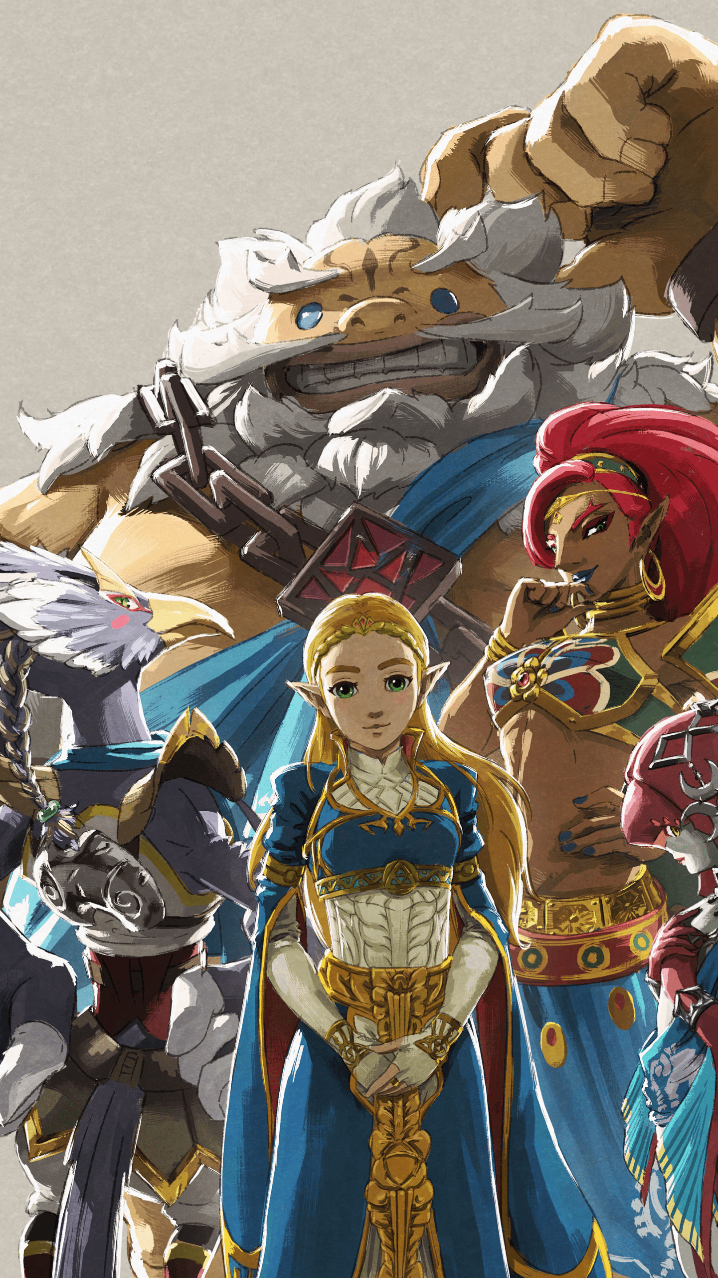 1440x2560 Wallpaper / Video Game The Legend of Zelda: Breath of the Wild Phone Wallpaper, Zelda, Urbosa (The Legend Of Zelda), Revali (The Legend Of Zelda), Daruk (The Legend Of Zelda)