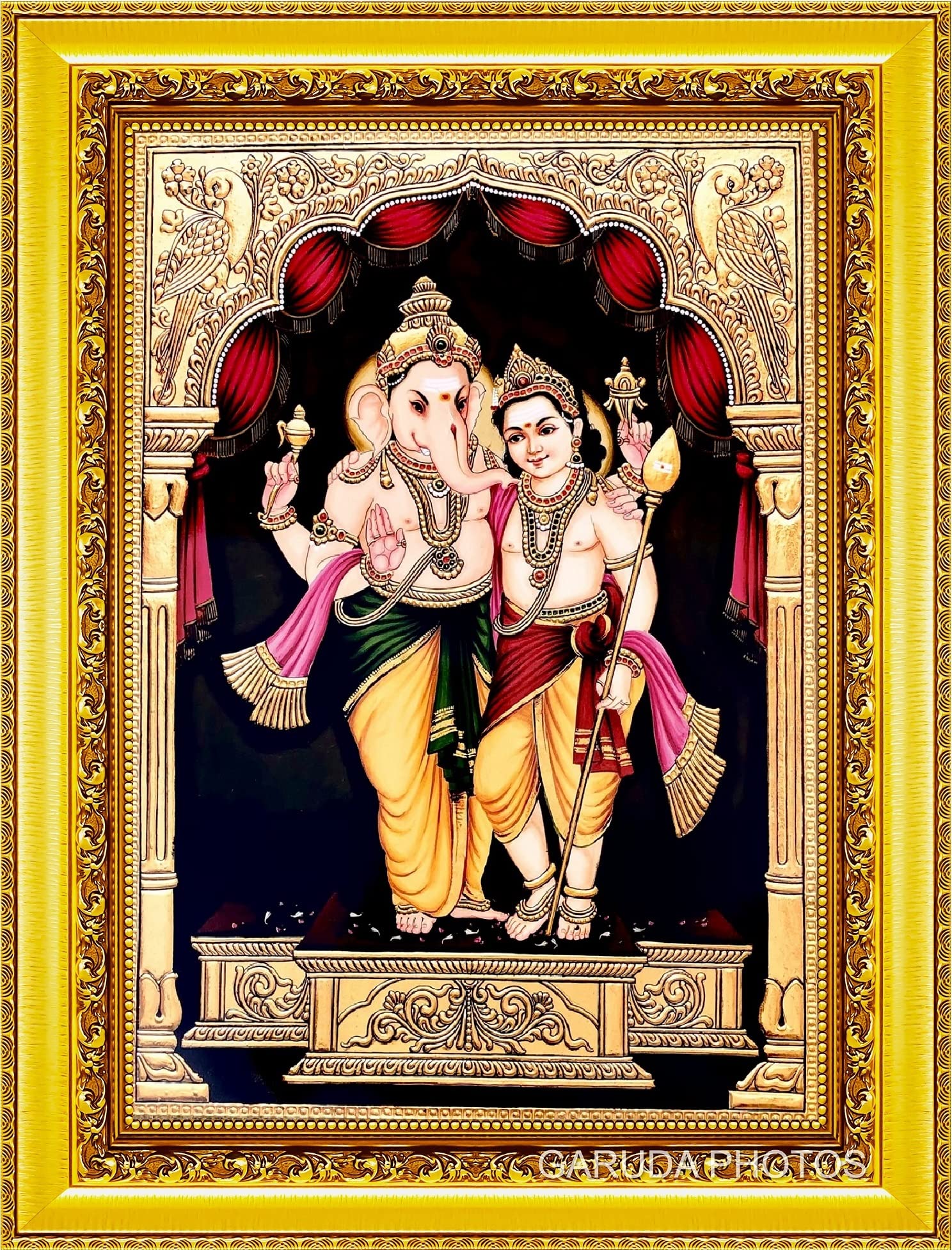 1488x1952 Garuda Photo Ganapathi Ganesha Ganesh Pillayar Vinayagar Vinayakar Swamy and Subramanya Swamy Subramanyam Murugan Photo Frame (Gold Colour) : Amazon.in: Home & Kitchen