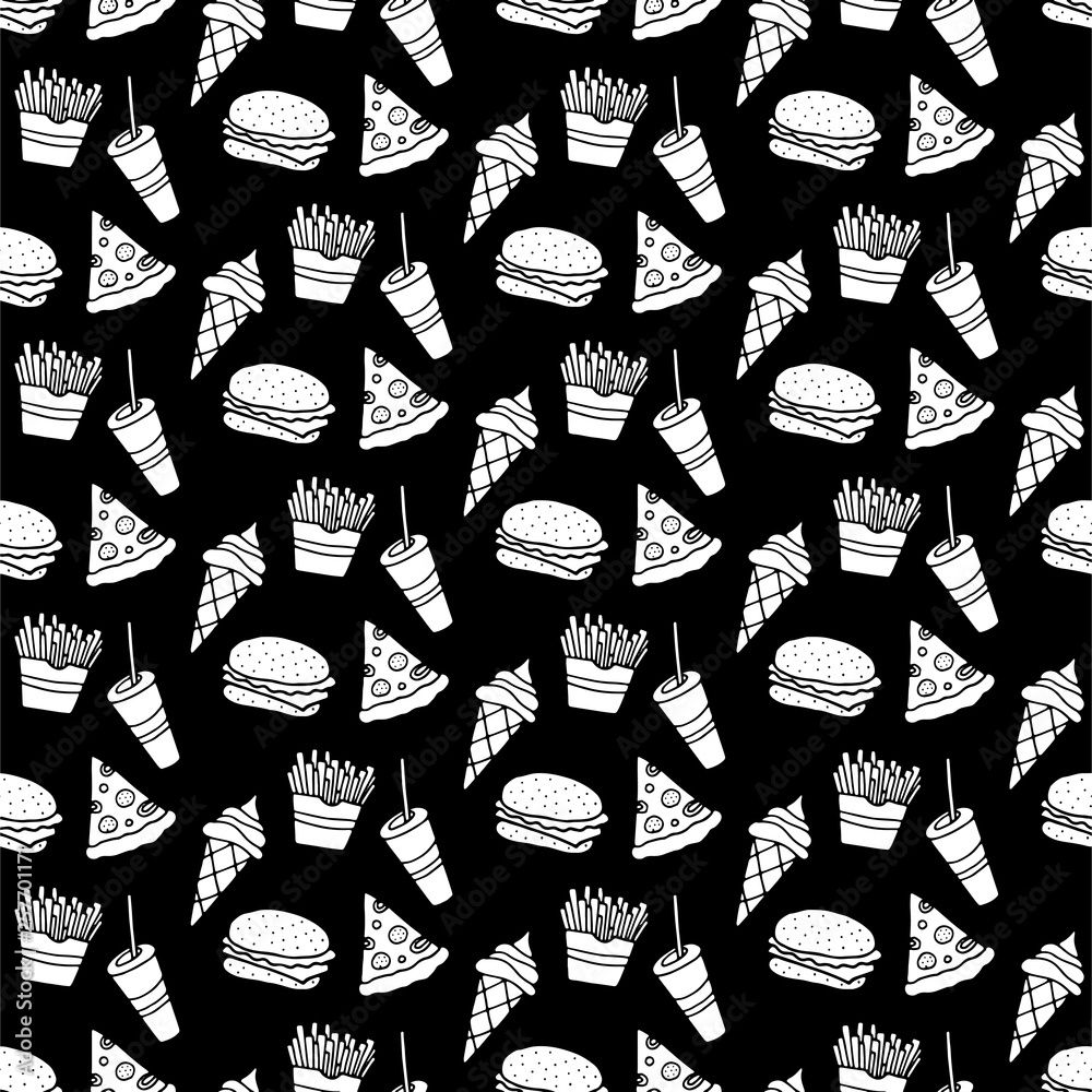 1000x1000 Cute cartoon fast food background