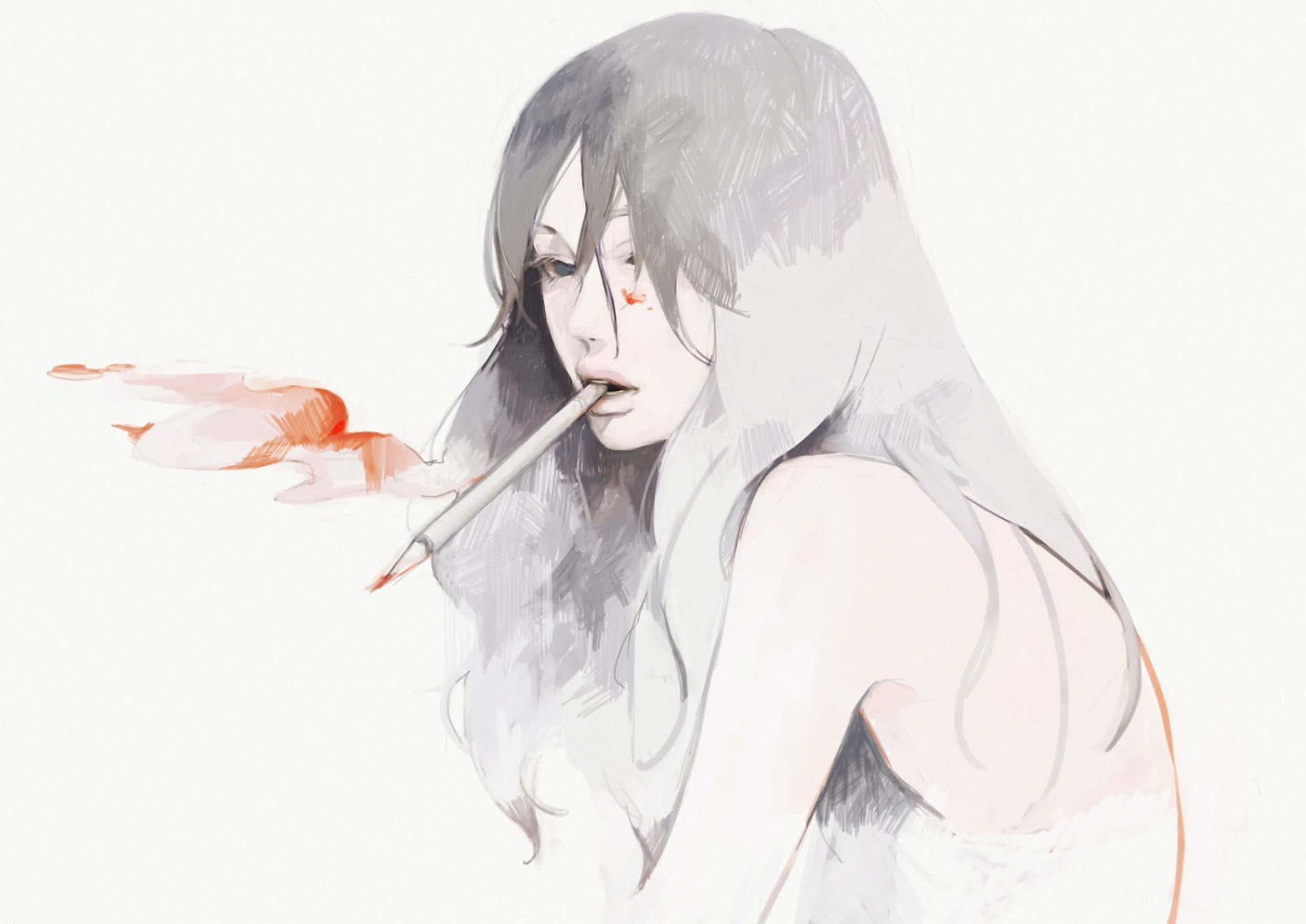 1920x1359 Aesthetic Girl Drawing Wallpaper