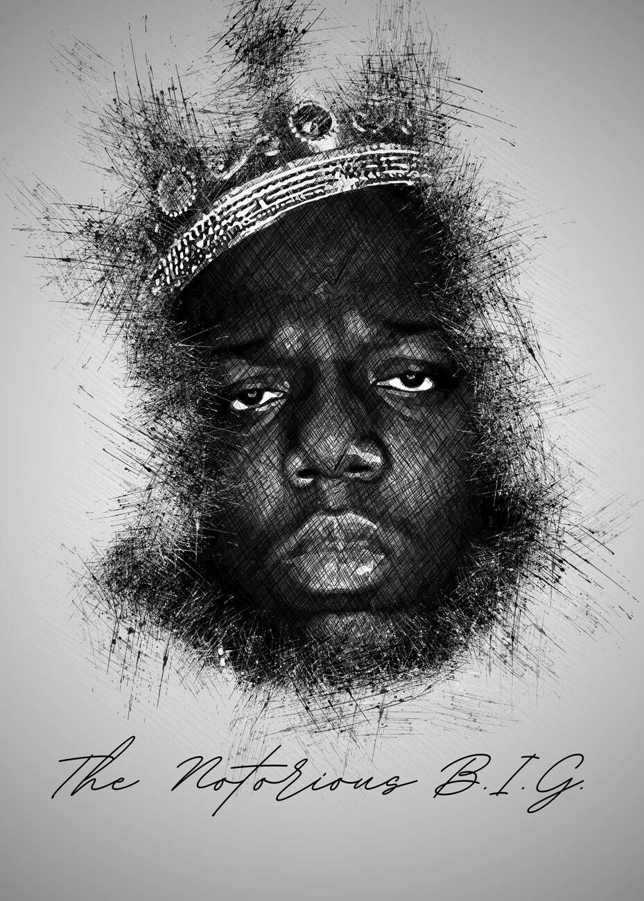 929x1300 Notorious B I G Sketch Wall Mural