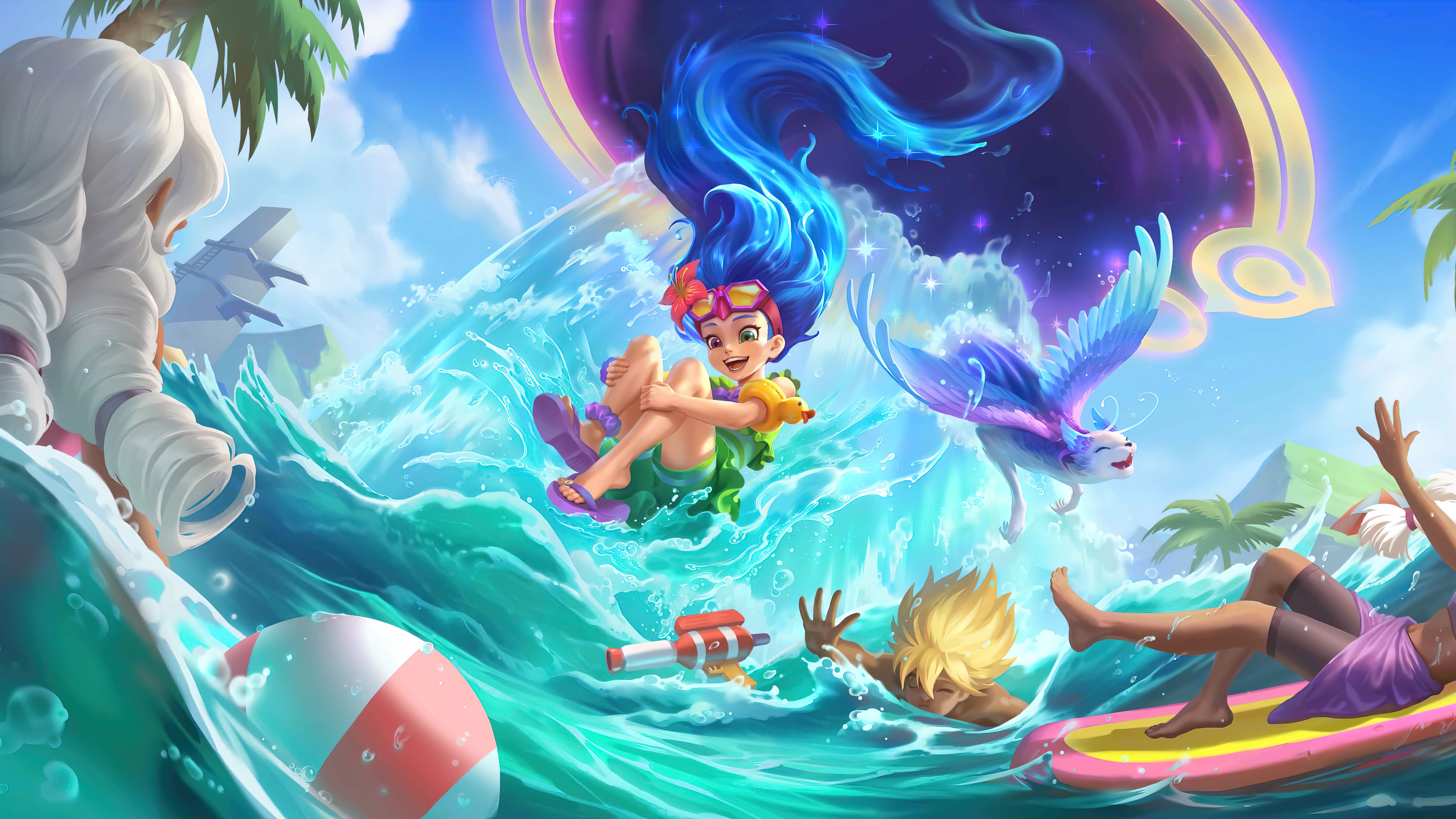 7680x4320 Pool Part Zoe League of Legends Wallpaper 8k Ultra HD