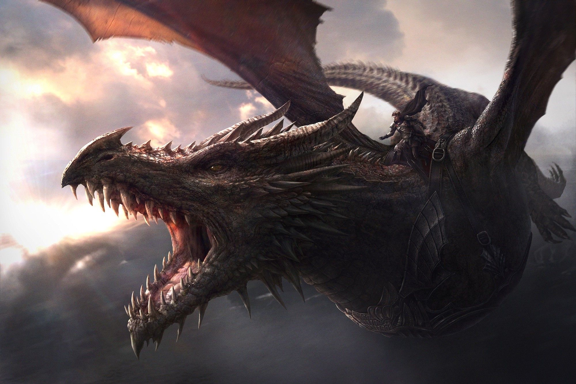 2000x1334 Aegon the Conqueror, 4K, Balerion, Aegon Targaryen, Black Dread, Artwork, Game of Thrones, Dragon Gallery HD Wallpaper