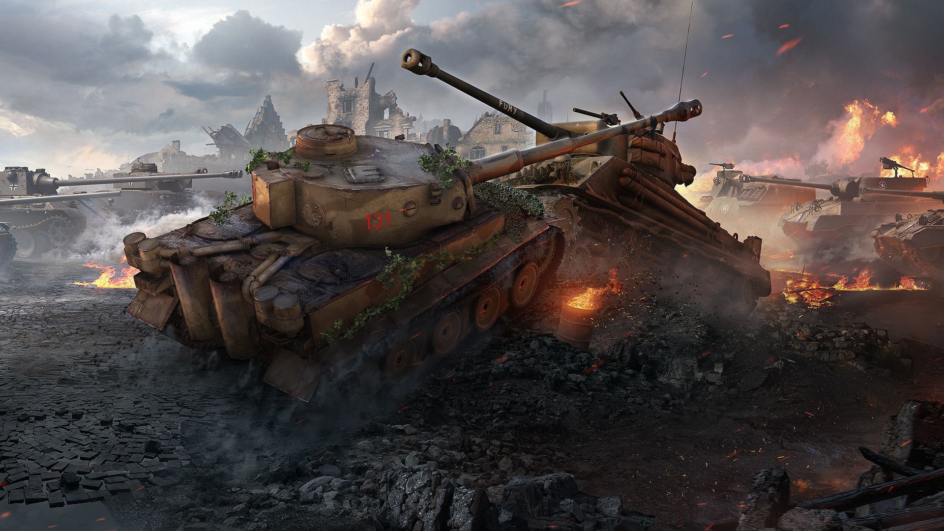 1920x1080 M4 Sherman Fury Tiger 131 video games World Of Tanks P #wallpaper #hdwallpaper #desktop. World of tanks, Tank, Oyun