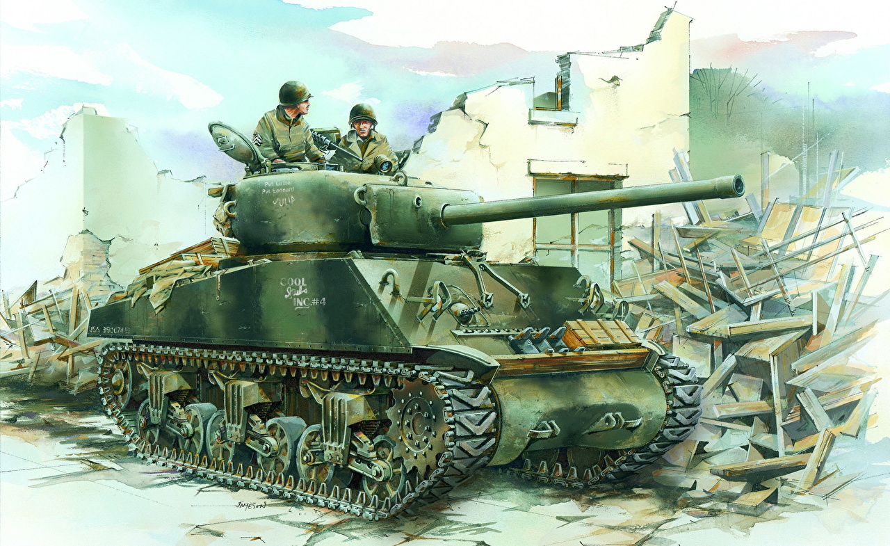 1280x785 Wallpaper Army Tanks Sherman M4A3(76)W Painting Art M4 Sherman