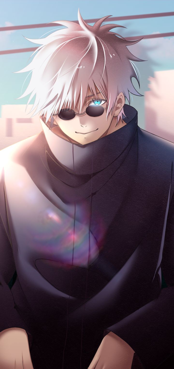 720x1520 Mobile wallpaper: Anime, Glasses, Blue Eyes, School Uniform, White Hair, Satoru Gojo, Jujutsu Kaisen, 1401234 download the picture for free