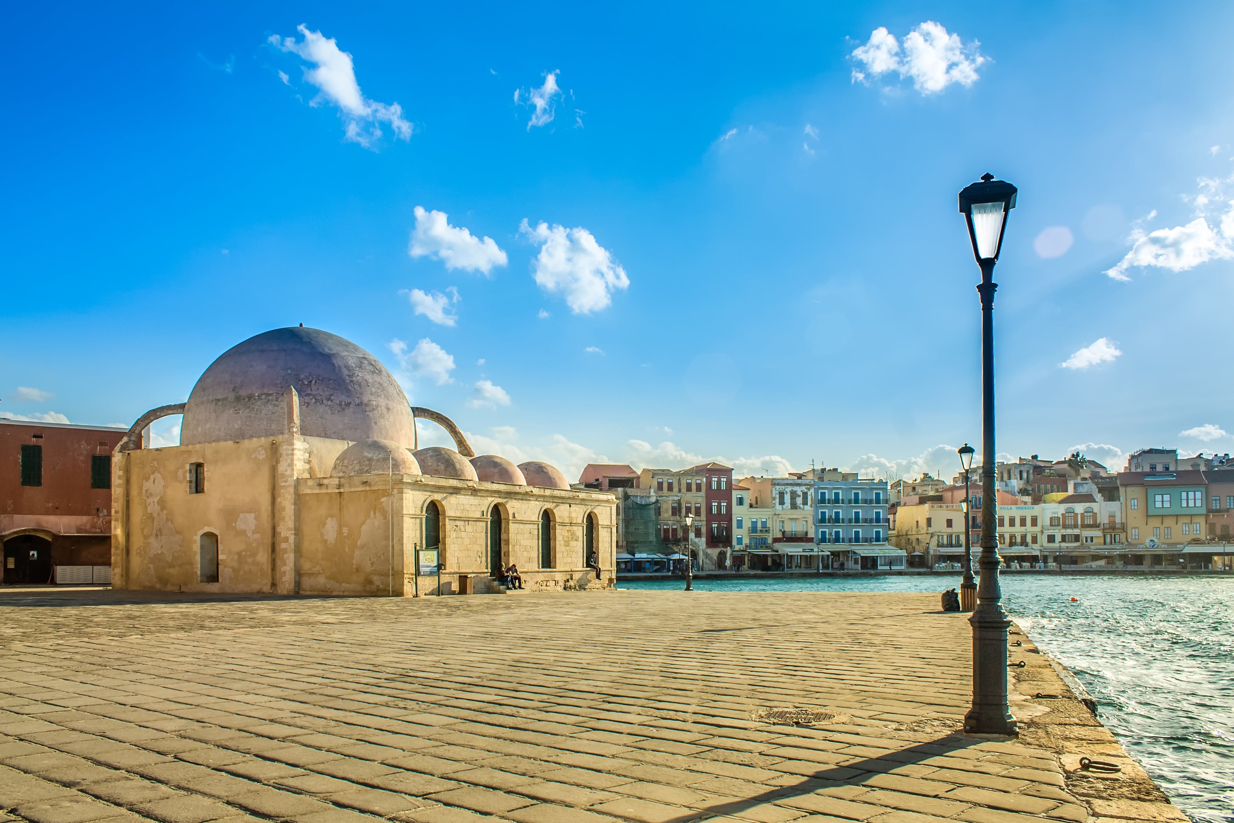 4272x2848 Wallpaper / greece, place of worship, history, sky, cloud, built structure, belief, downtown, city, chania, south, religion, water, nature, mosque, sun, church free download