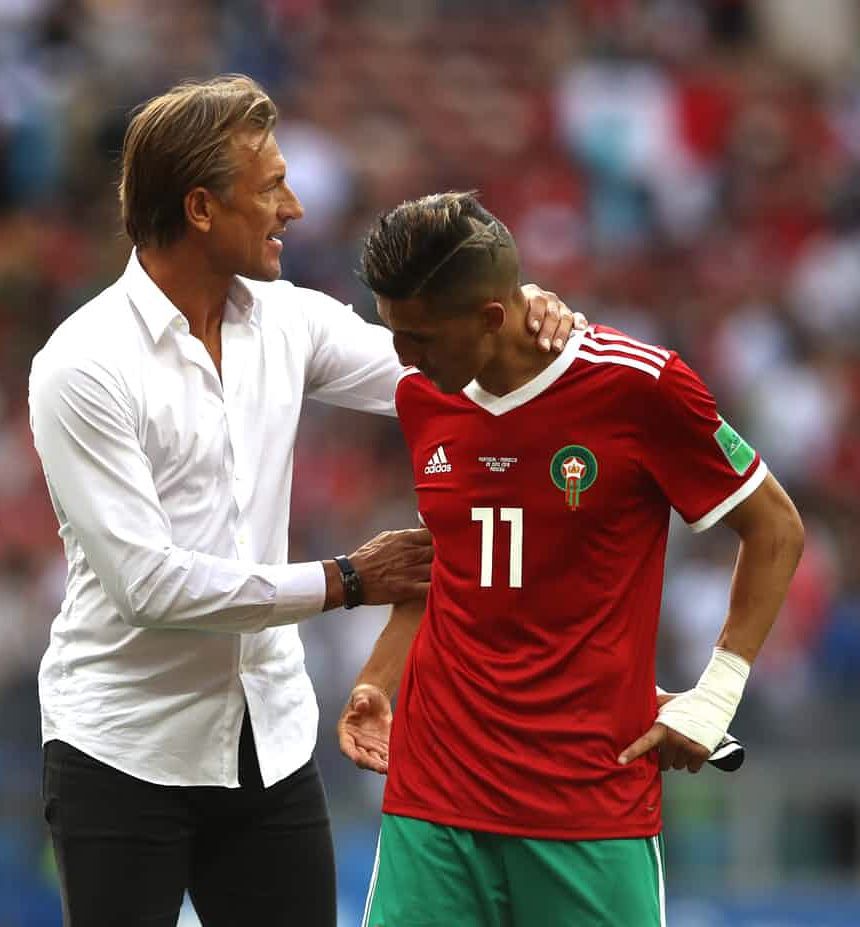 860x927 Portugal 1 0 Moroccoé Renard & Fayçal Fajr (Photo Credit : Michael Steele Getty Image). Hervé Renard, Michael Steele, Maroc Drapeau