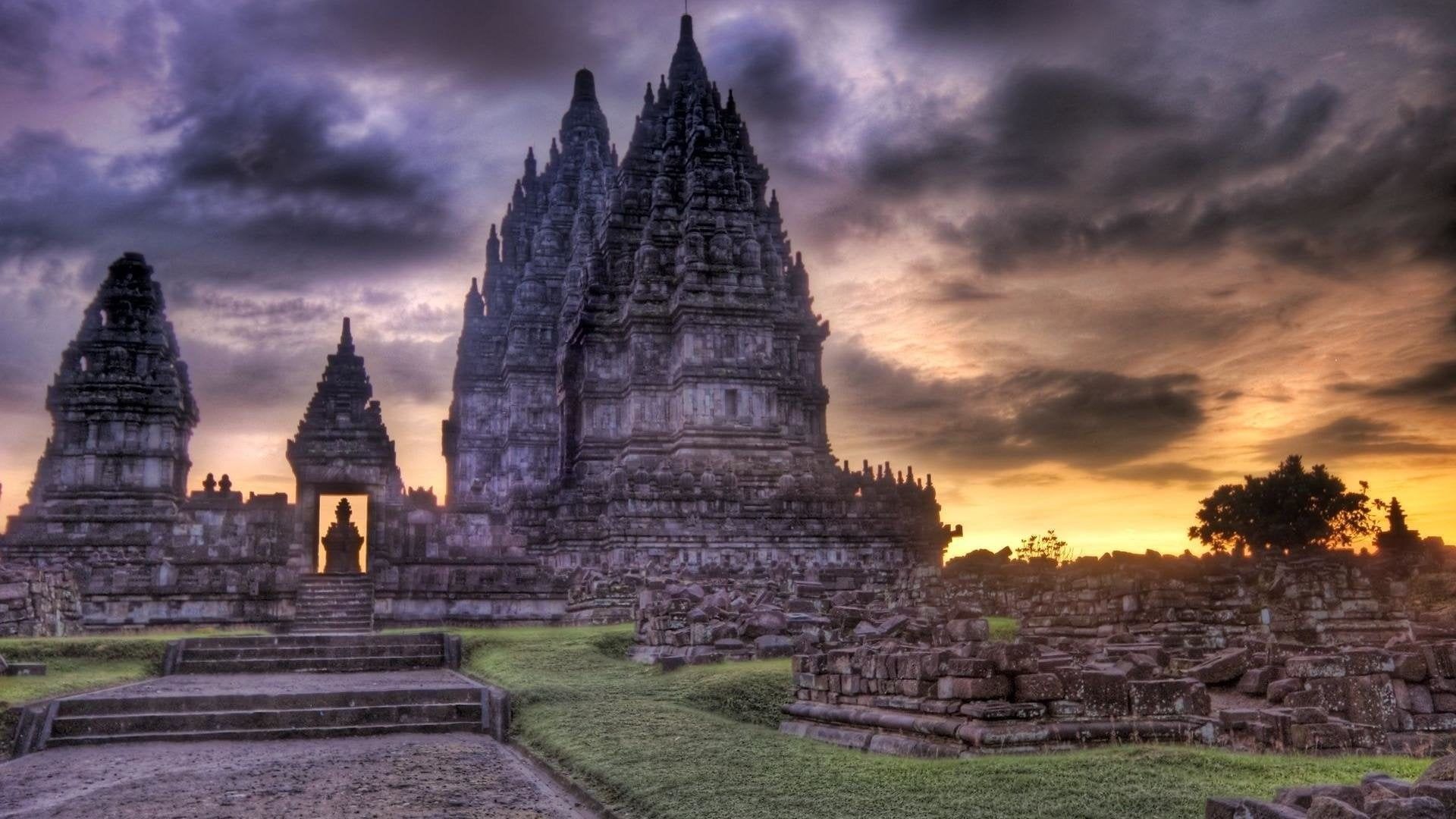 1920x1080 Wallpaper / 1080P, history, Hindu, old, ancient civilization, sky, travel destinations, archaeology, belief, ruined, nature, Temple, outdoors, gray, building, building exterior free download