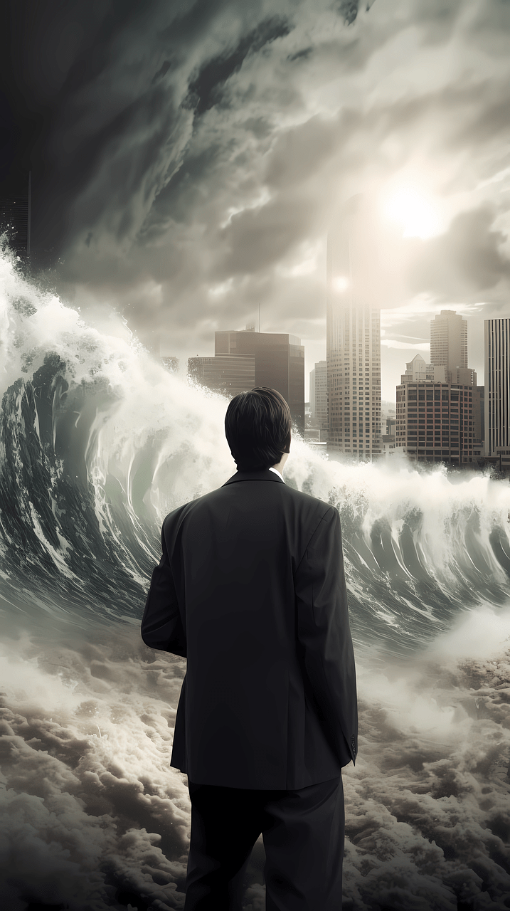 717x1280 Download Businessman Fantasy Tsunami Royalty Free Stock Illustration Image