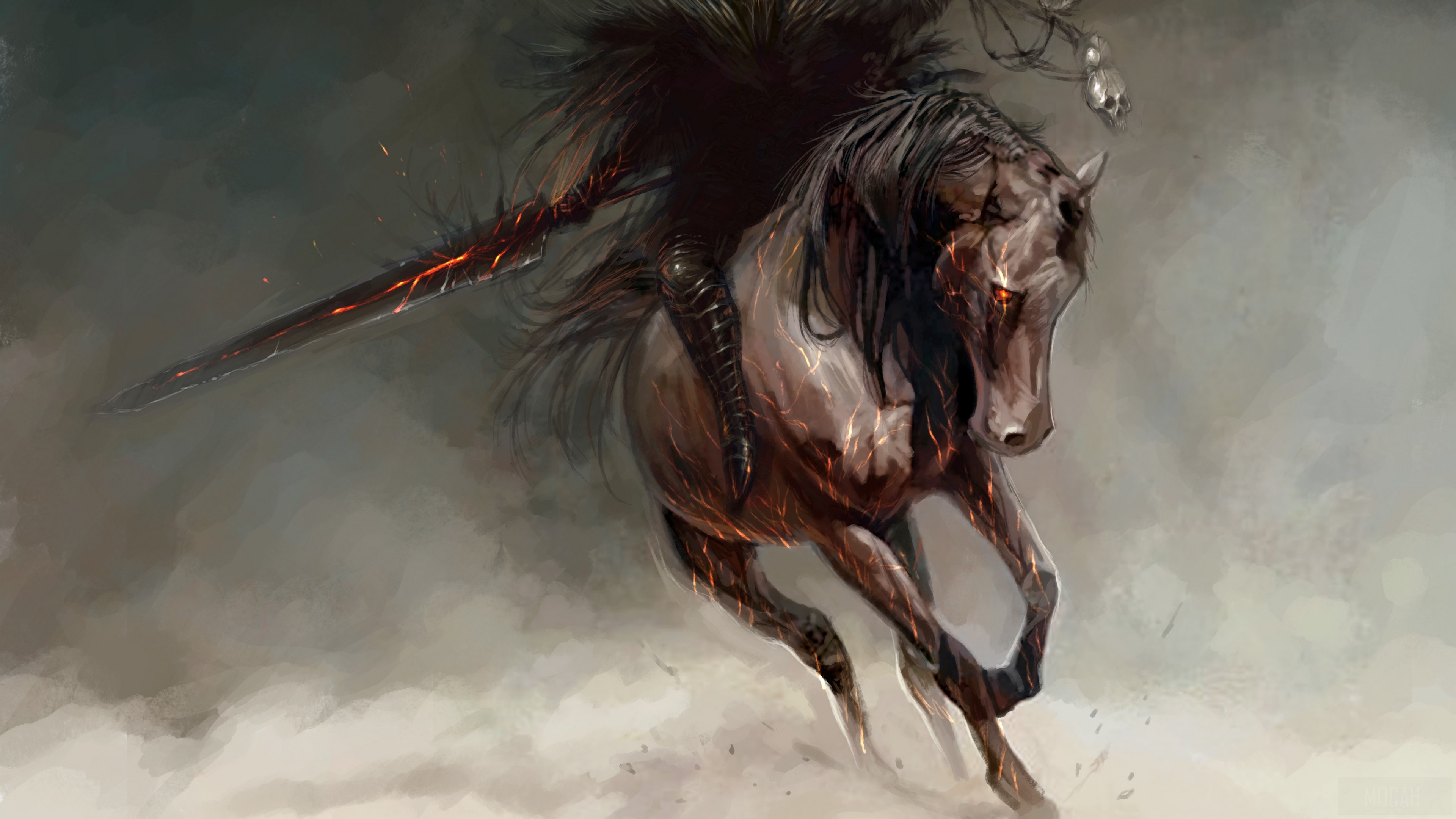 3840x2160 Horse, Sword, Warrior 4k Gallery HD Wallpaper