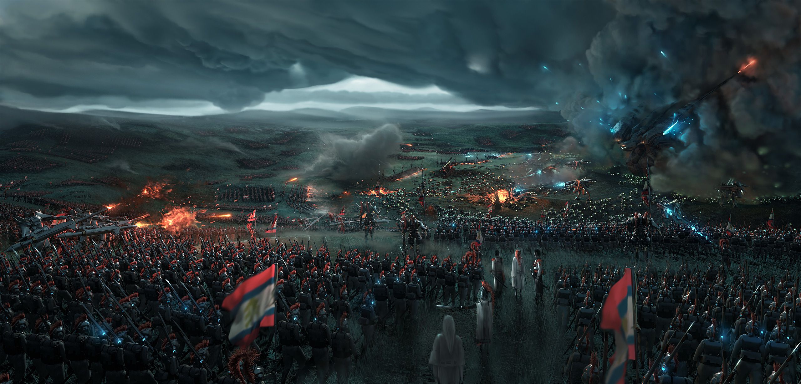 2560x1227 Fantasy Battle HD Wallpaper and Background