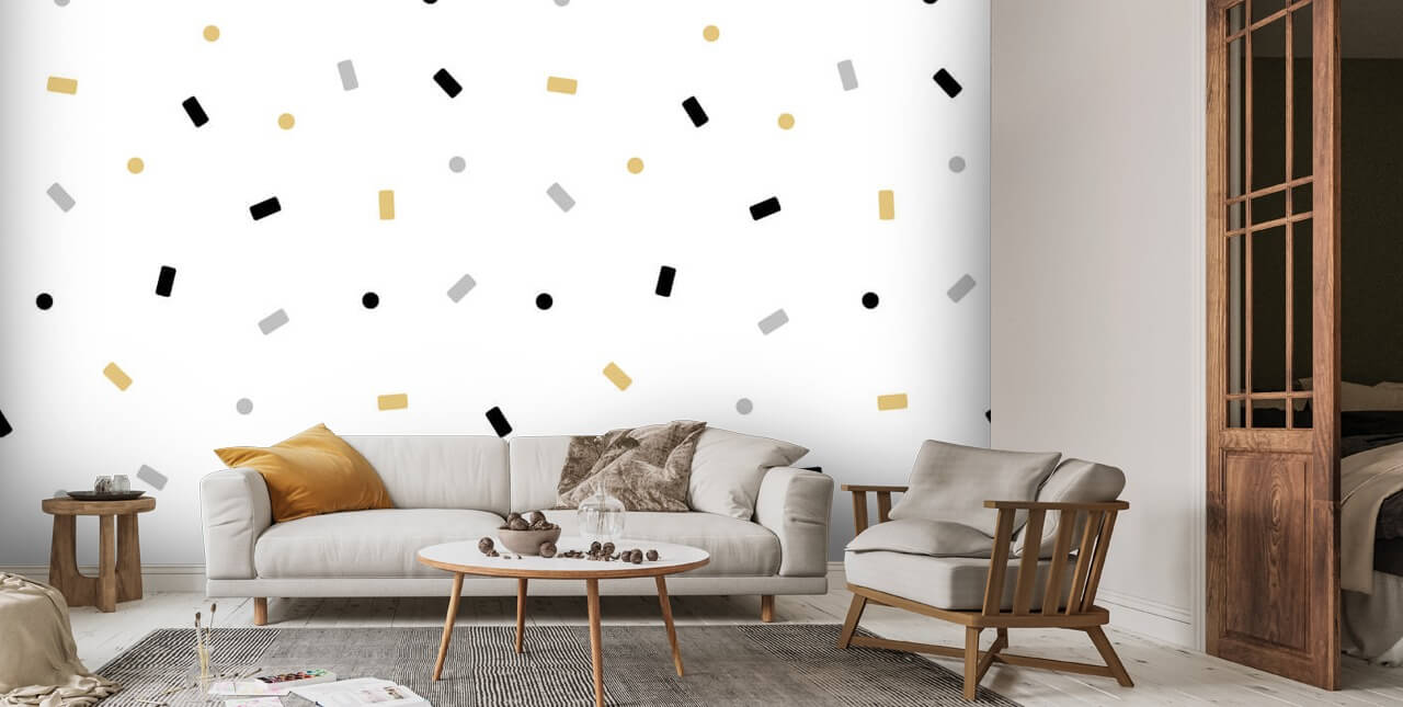 1280x645 Cute black silver gold confetti seamless vector pattern background illustration