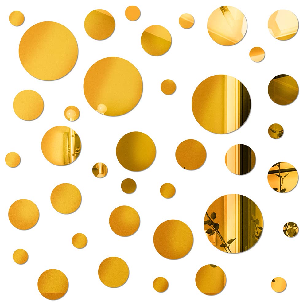 1000x1000 Pieces Gold Mirror Wall Decor Living Room, Circle Wallpaper for Kitchen, Hallway Polka Dot Wall Decals, Funny Wall Stickers for Bedroom, Aesthetic Room Decor for Teen Girls. : Tools